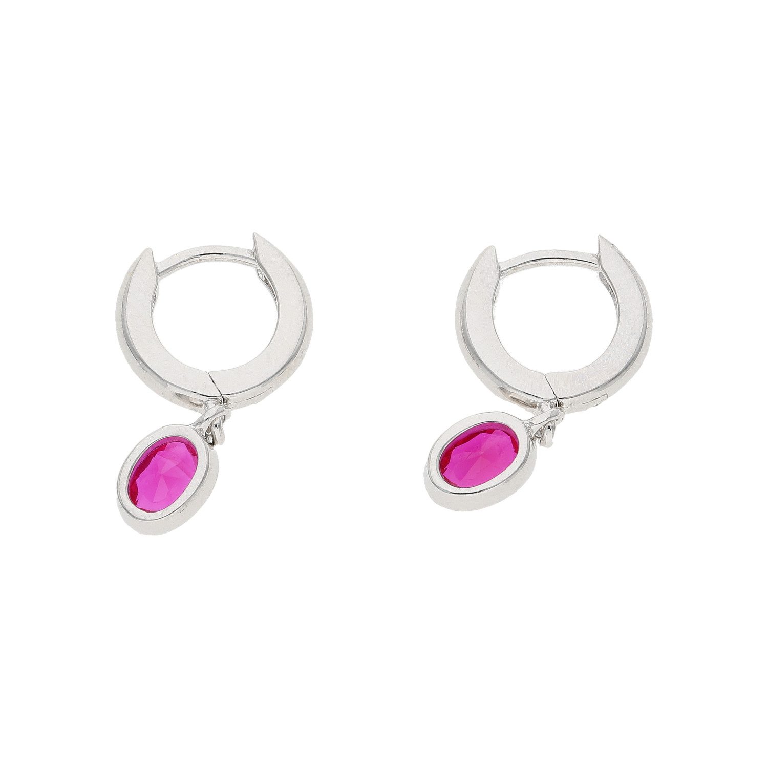 JuwelmaLux Paar Creolen Creolen Silber 925 Zirkonia Rot Oval JL10-06-3798 JuwelmaLux (kein Set, 2-tlg., inkl. edelm Schmucketui)