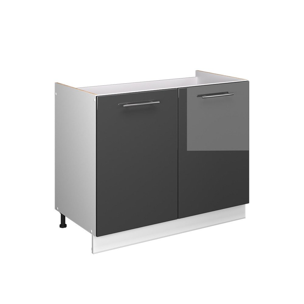 Vicco Unterschrank Fame-Line, Anthrazit Hochglanz/Weiß, 100 cm ohne Arbeitsplatte (1-St)