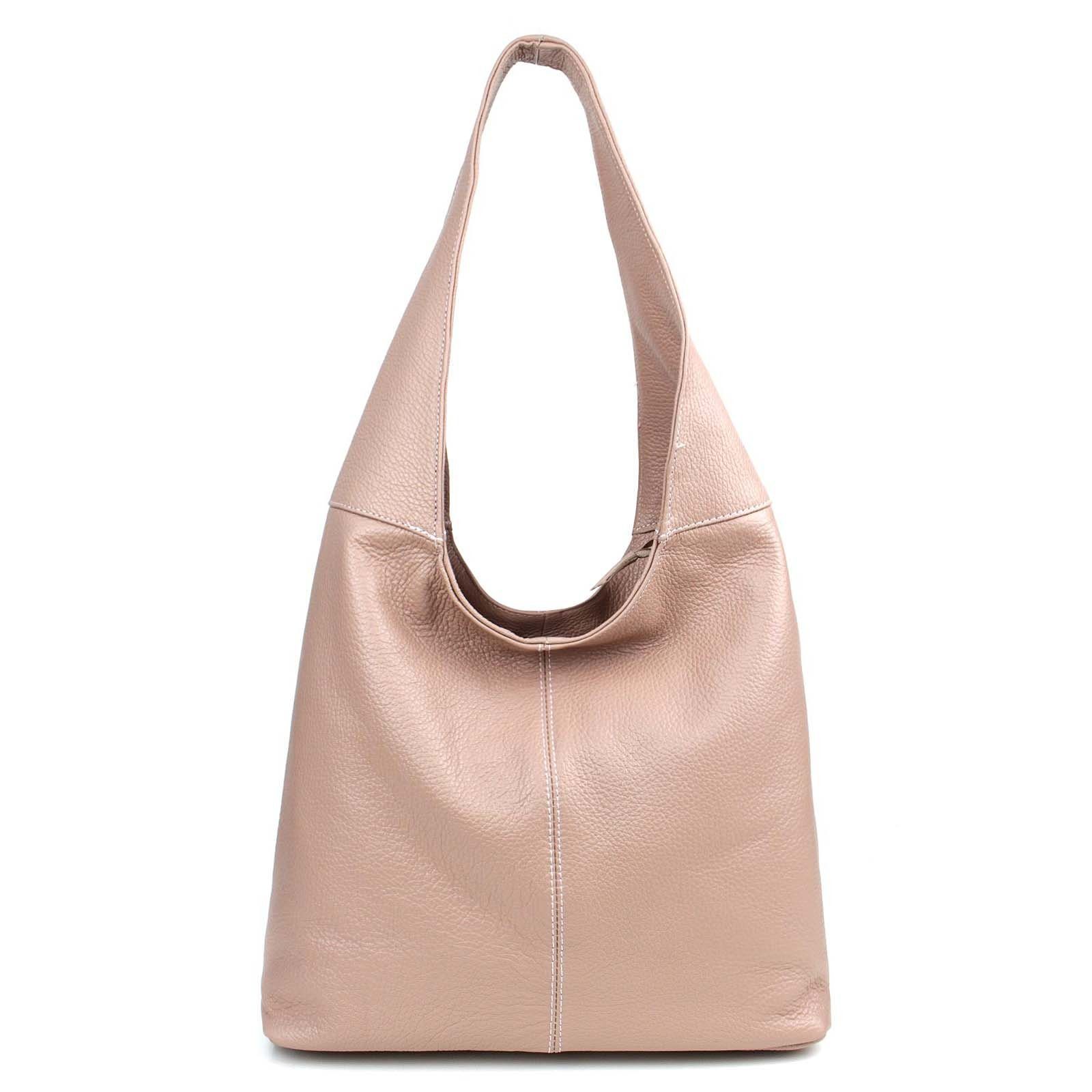 ITALYSHOP24 Shopper Made in Italy Damen Leder Tasche Schultertasche, ein Leichtgewicht, als Handtasche, Umhängetasche tragbar