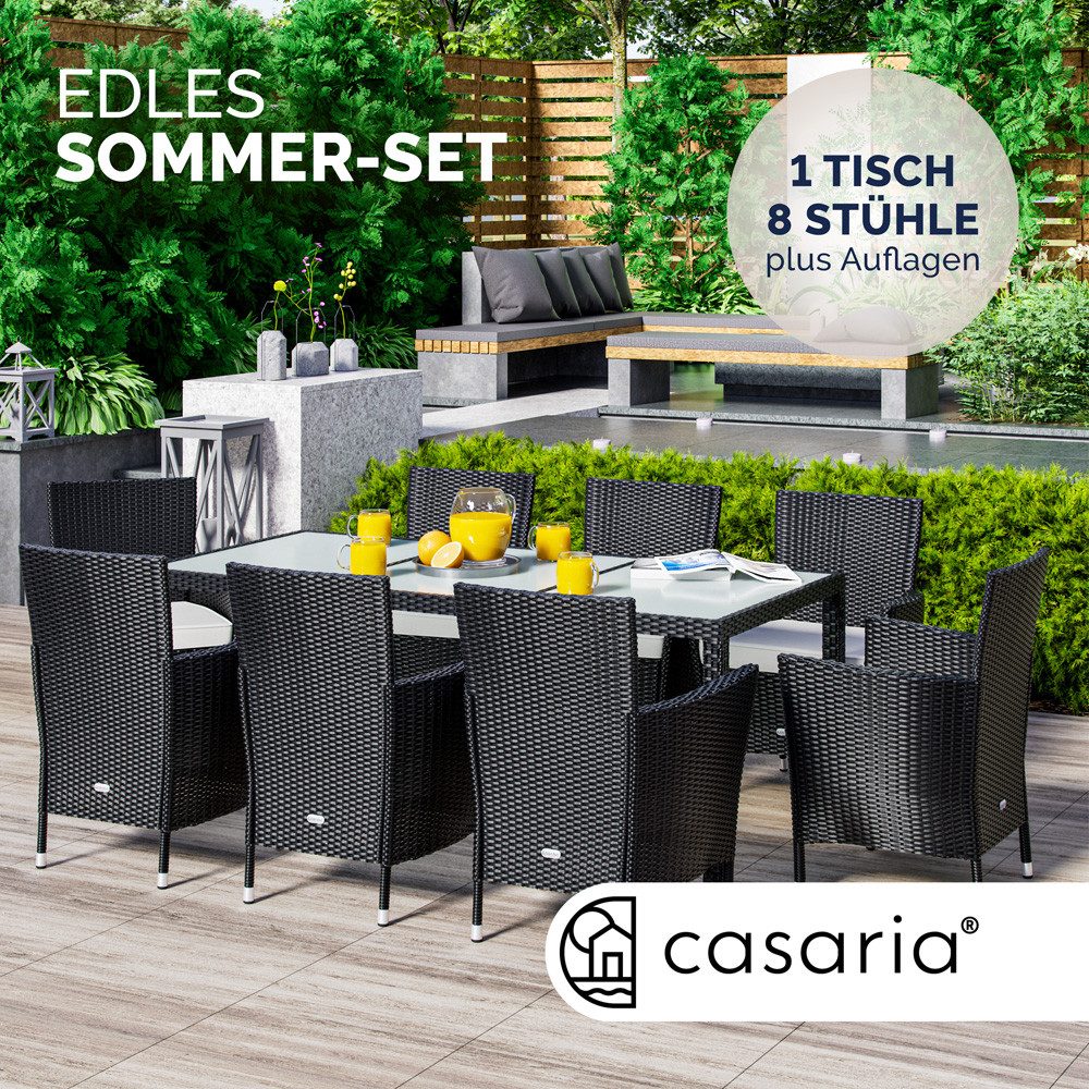Casaria Garten-Essgruppe Mailand, (9-tlg), Garten-Essgruppe Stühle günstig online kaufen
