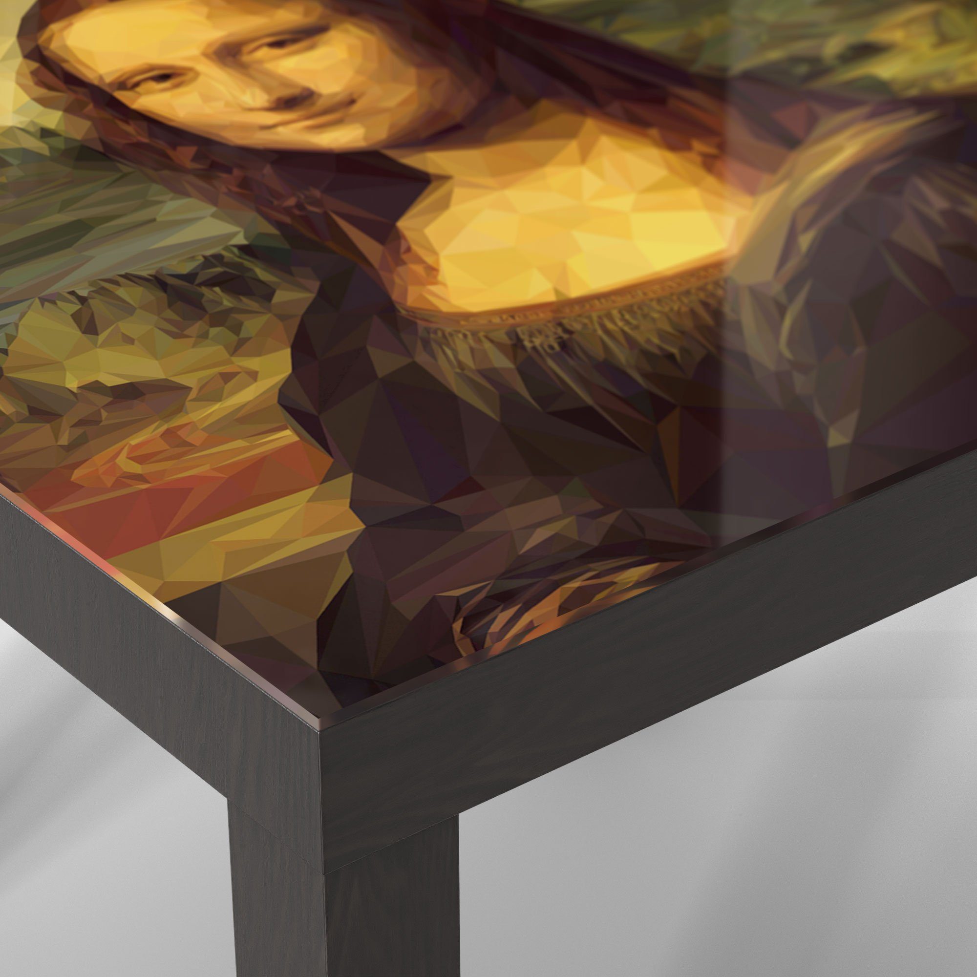 Beistelltisch Stil', Glastisch Couchtisch 'Mona Glas modern Polygon DEQORI im Schwarz Lisa