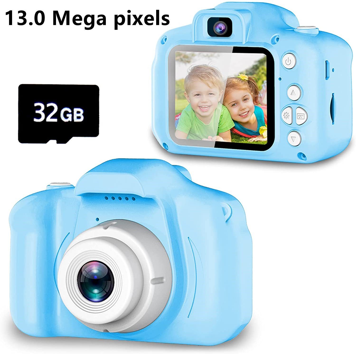 autolock Kinderkamera,HD-Digitalvideokameras(mit 32 GB SD-Karte) Kinderkamera (13.2 MP, WLAN (Wi-Fi), Geburtstagsgeschenke für Jungen im Alter von 3-9 Jahren)