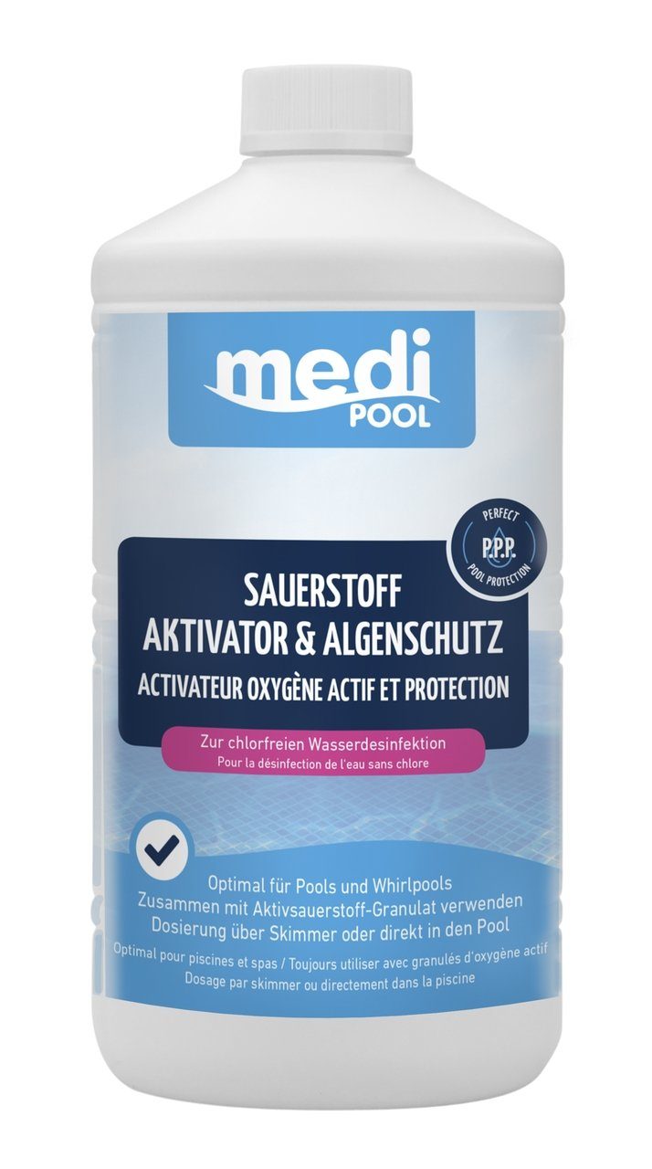 mediPOOL Poolpflege mediPOOL Sauerstoff Aktivator & Algenschutz 1 L, (Spar-Set)
