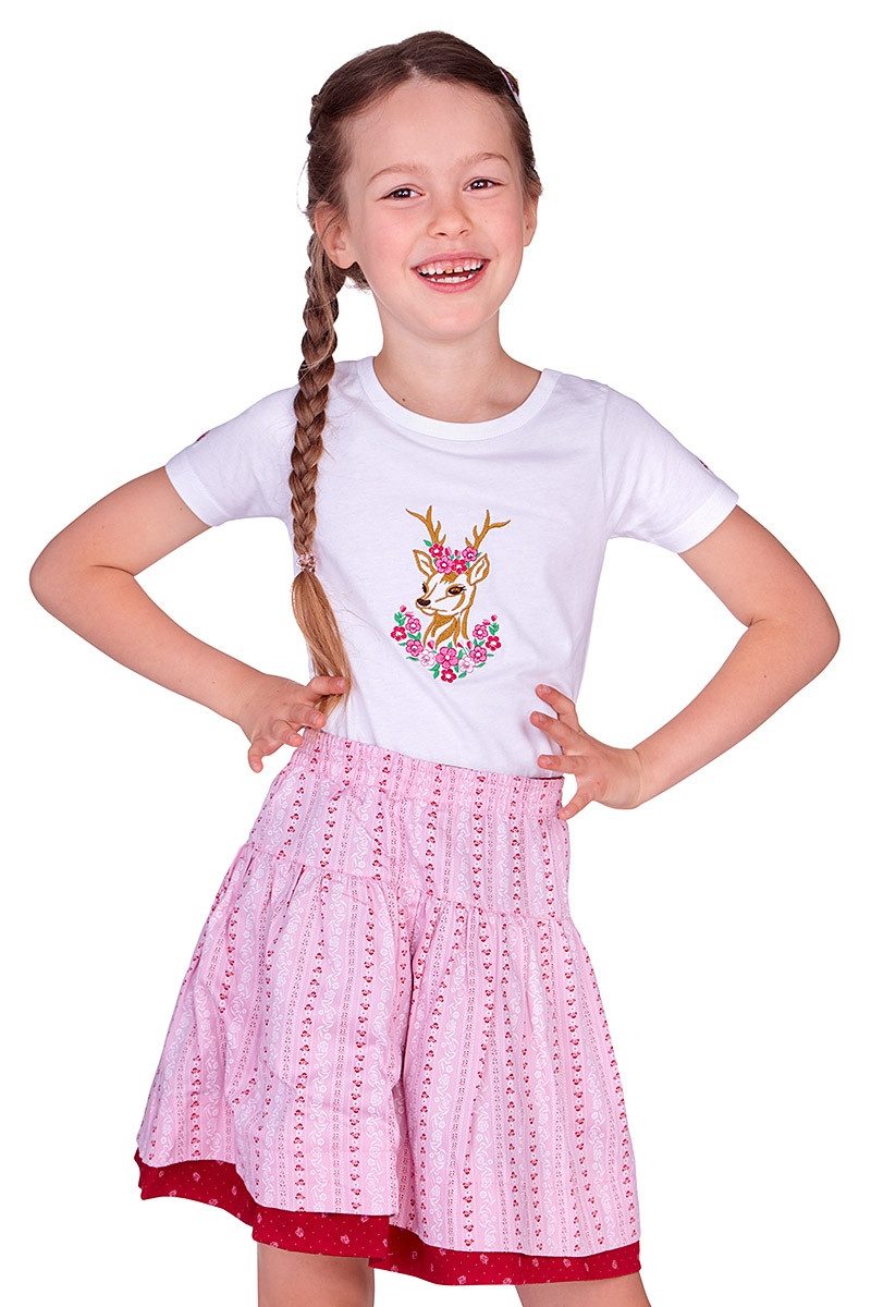 Isar-Trachten Trachtenrock Mädchen Rock - TINKA - rosa/rot