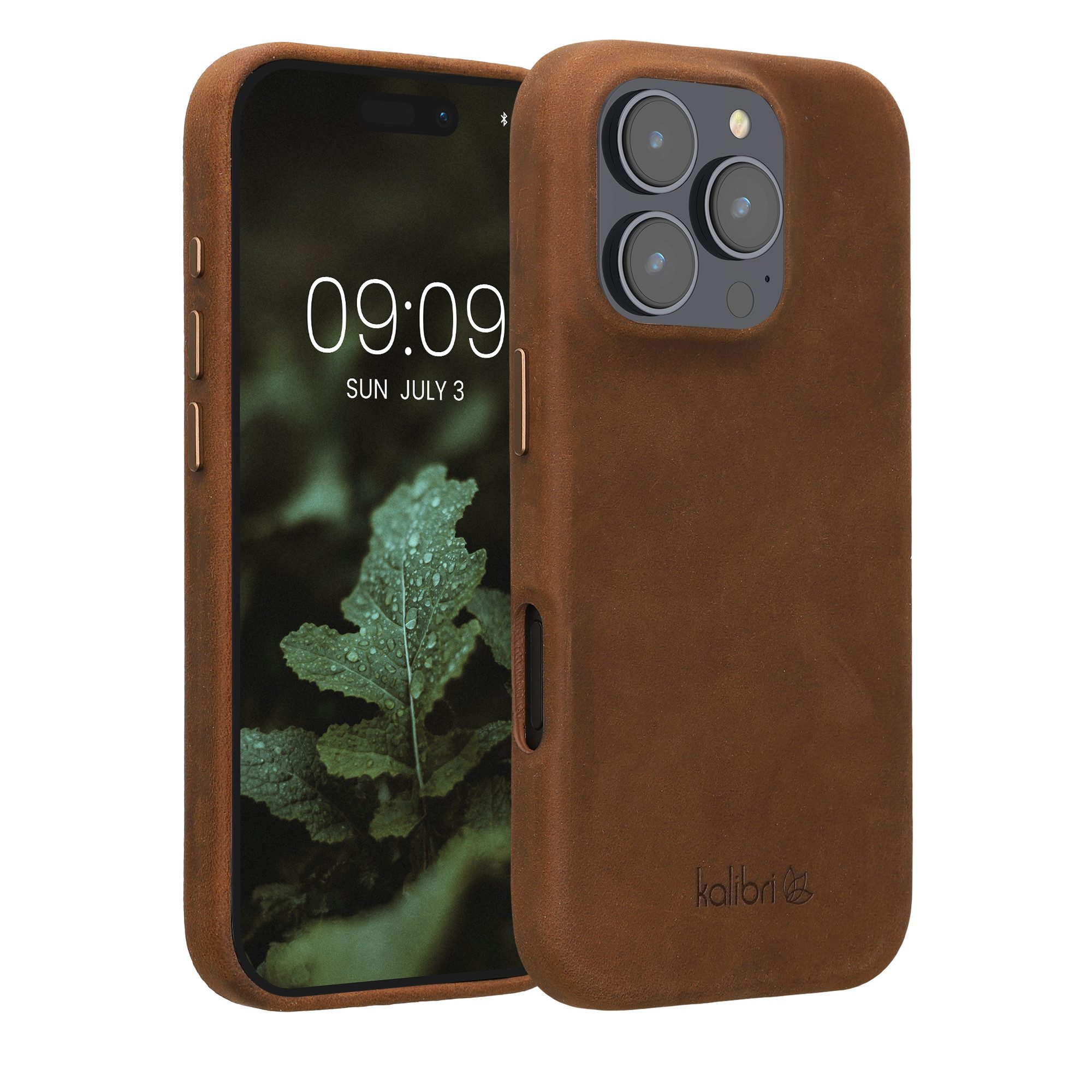 kalibri Handyhülle Hülle für Apple iPhone 16 Pro, Leder Handy Cover Case - Hardcover Schutzhülle