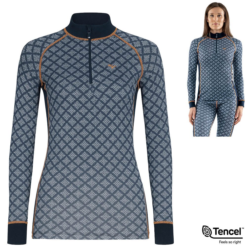 Termozeta Langarmshirt Termo - wärmendes Damen Tencel Jaquard 2.0 ZIP Longshirt, navy