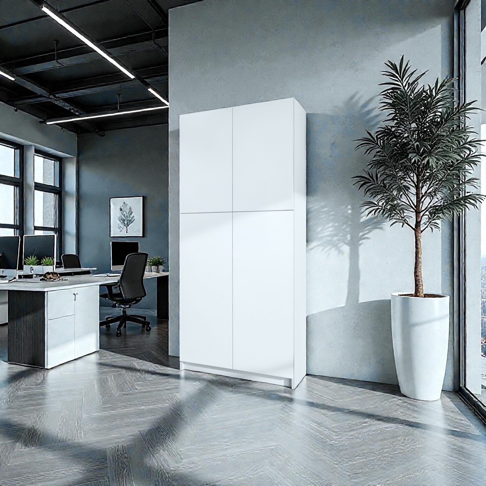 InnoFurn Aktenschrank Elona M1 Büroschrank (Aufbewahrungschrank, Schrank für Büro, Home Office (82 x 184 x 37 cm) Aufbewahrungschrank mit Soft-Close & Push-to-Open