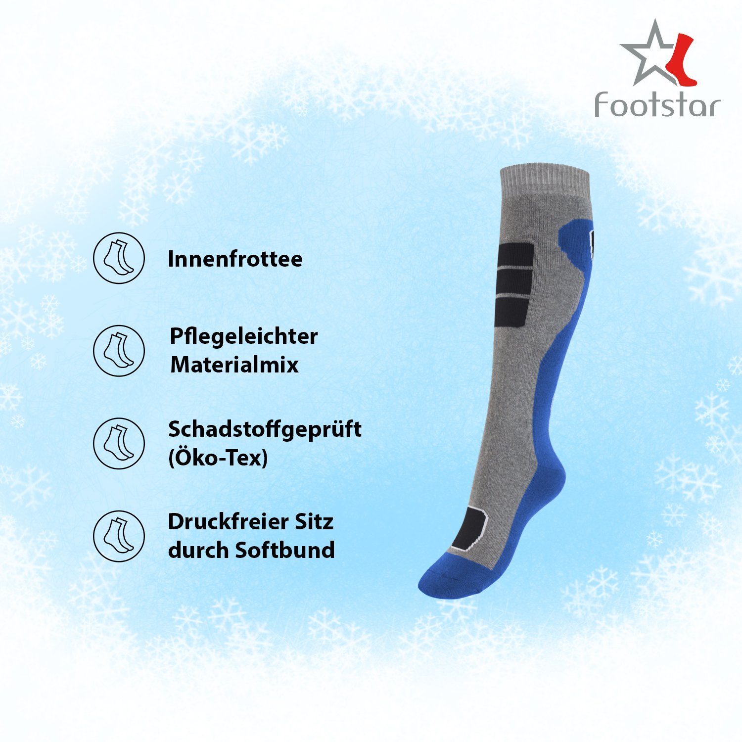Footstar Thermosocken Bunte Kinder Outdoor Kniestrümpfe (6 Paar) Thermo Strümpfe
