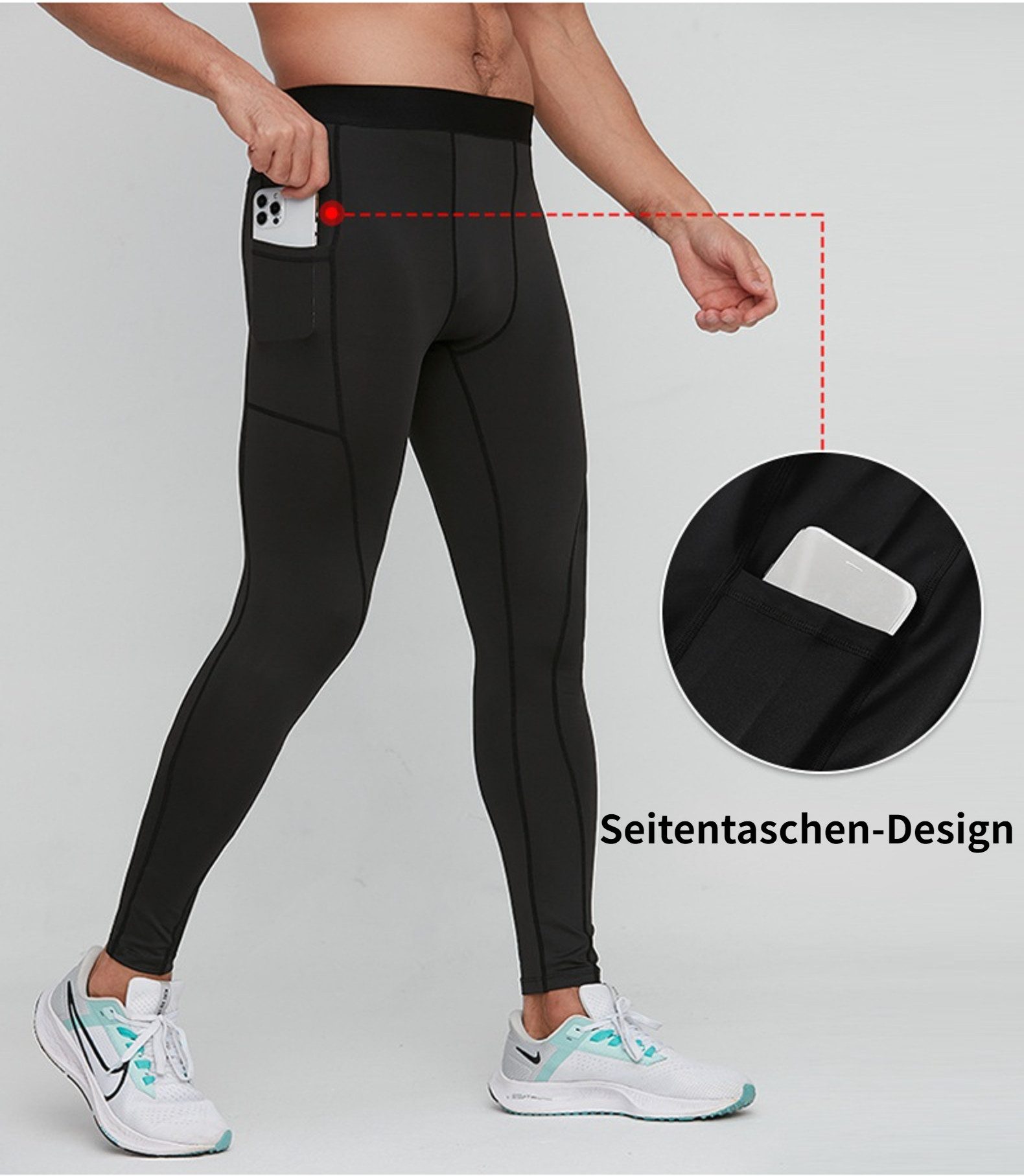 Blusmart Funktionsleggings Sportleggings für Herren (Hochelastisch mit Seit günstig online kaufen
