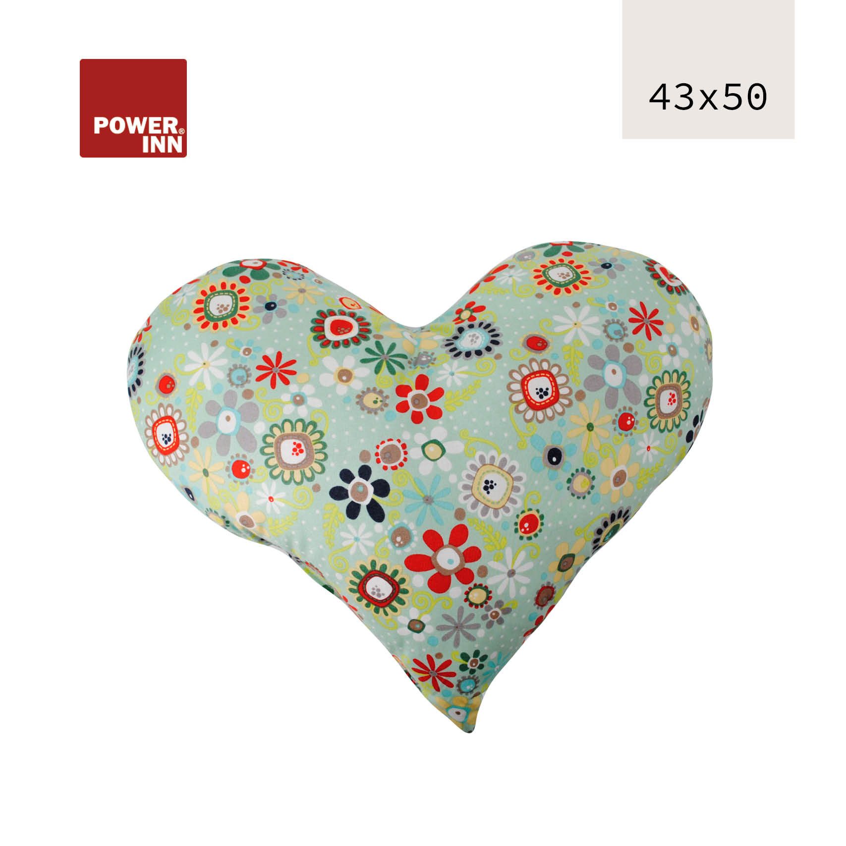 POWER INN Dekokissen POWER INN Herzkissen groß, bunte Blumen, Dekokissen
