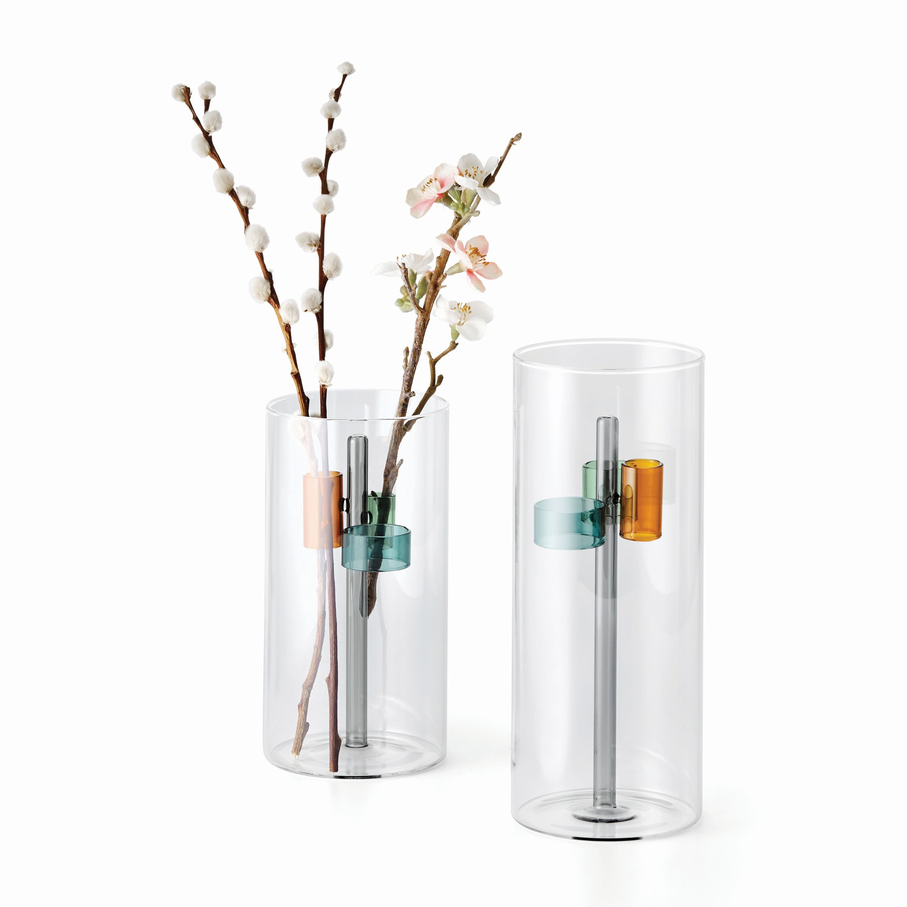 PHILIPPI Dekovase Giardino, Modernes Glasdesign mit farbigen Akzenten, mehrfarbig, 10 x 10 x 20cm