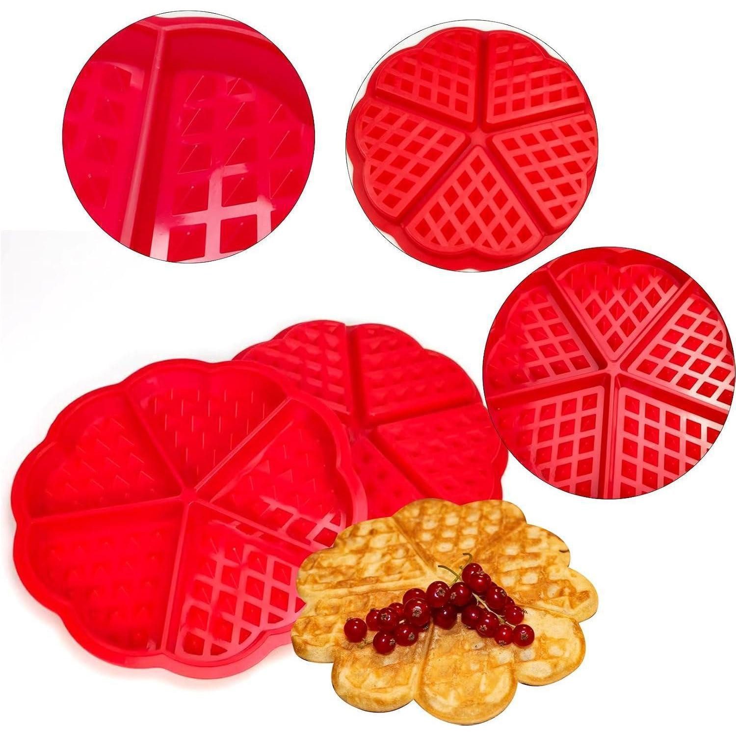 LuxusKollektion Herzkuchenform 2x Herz Waffelform Silikon Rot Herzförmig