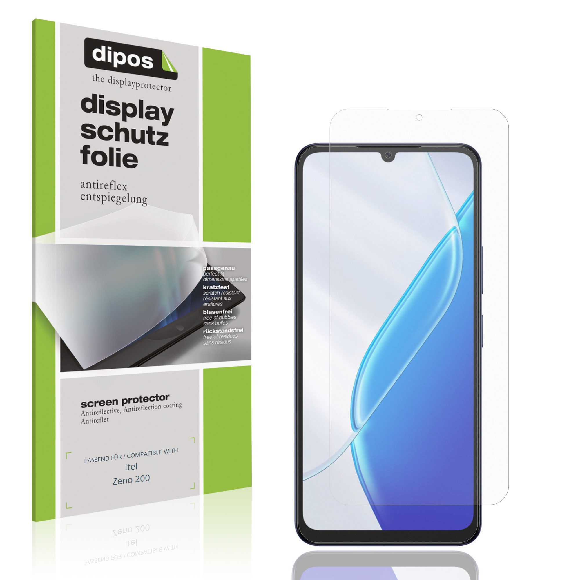 dipos Displayschutzfolie Schutzfolie für Itel Zeno 200, 4 Stück, Displayschutz Schutz Folie Made in Germany