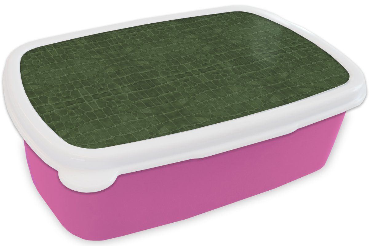 Mädchen, Lunchbox - Erwachsene, Kunststoff Textur Snackbox, Brotbox Tierhaut, für Leder (2-tlg), MuchoWow - Kunststoff, Brotdose Kinder, rosa