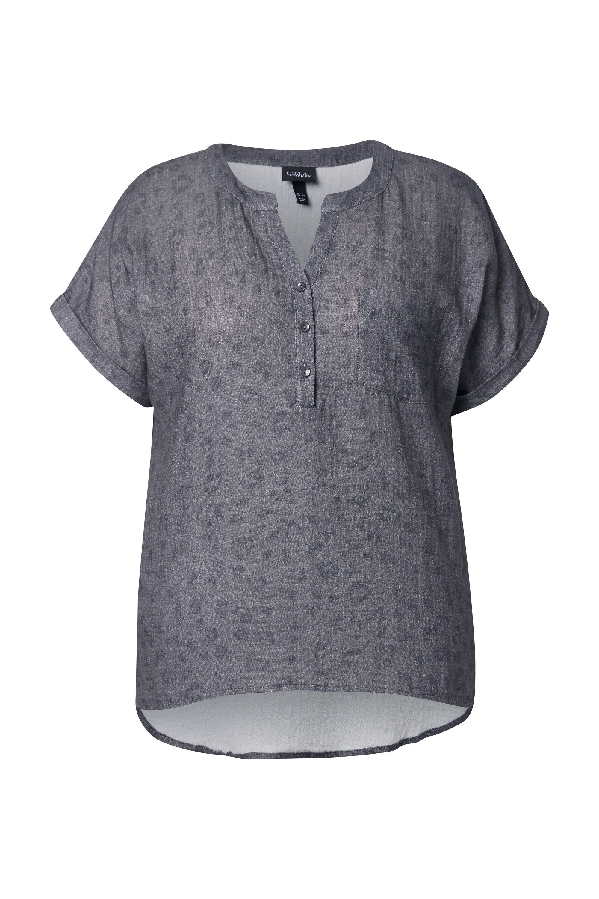 Ulla Popken Druckbluse Musselin-Bluse Oversized Tunika-Ausschnitt günstig online kaufen