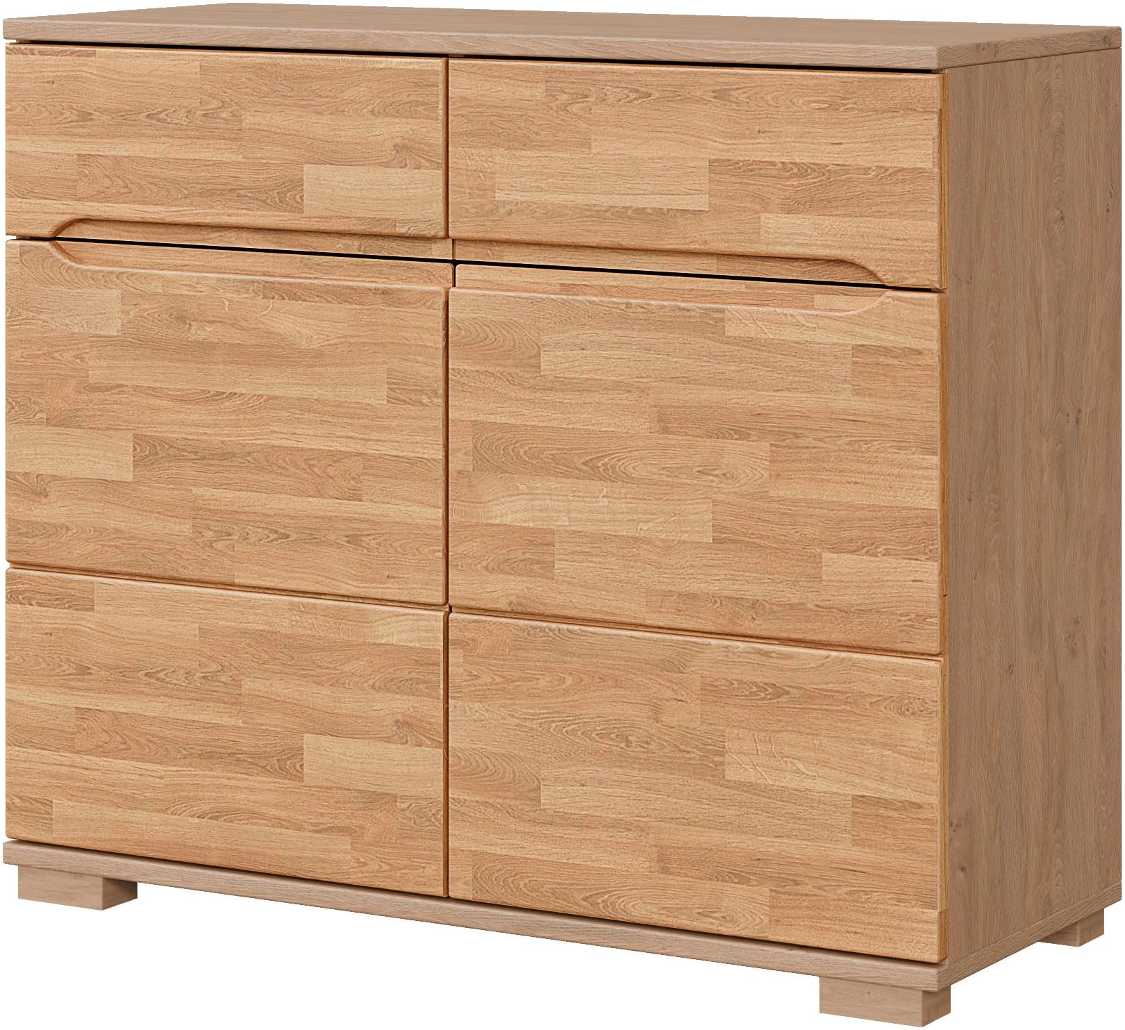 Home affaire Sideboard VETRO in zwei Farben Erhältlich, teilmassiv, 2 Schubladen, 3 Fächer, B/T/H: 100/40/85cm Fronten: Massivholz, Korpus: Melamin, Griffmulden