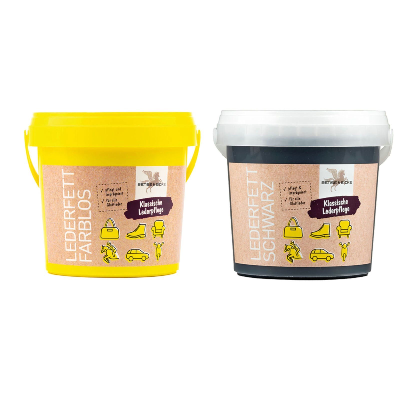 Bense & Eicke Lederfett 2 x 500 ml schwarz + farblos Lederfett (Spar-Set)