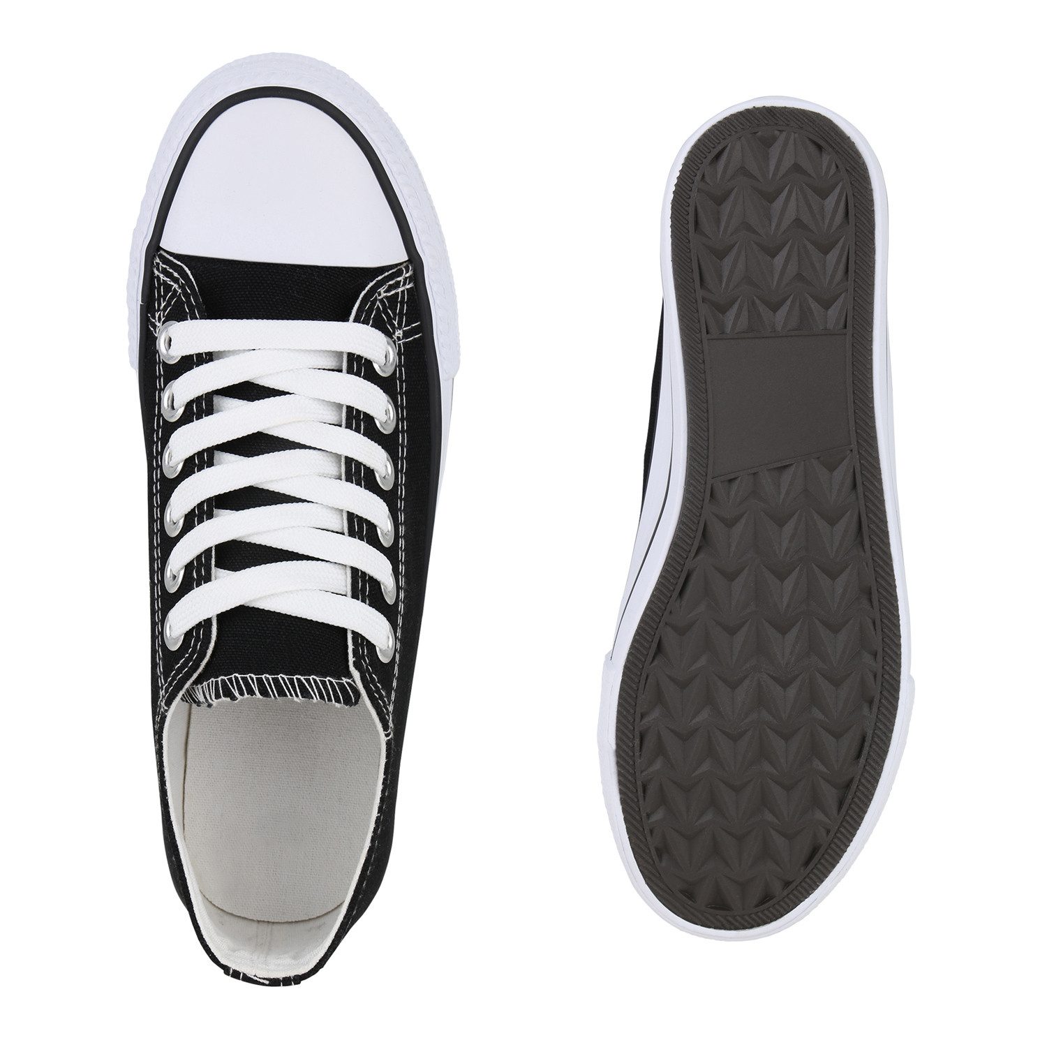 VAN HILL 841314 Sneaker Damen Sneaker Low Schnürer Bequeme Basic Stoff Freizeit