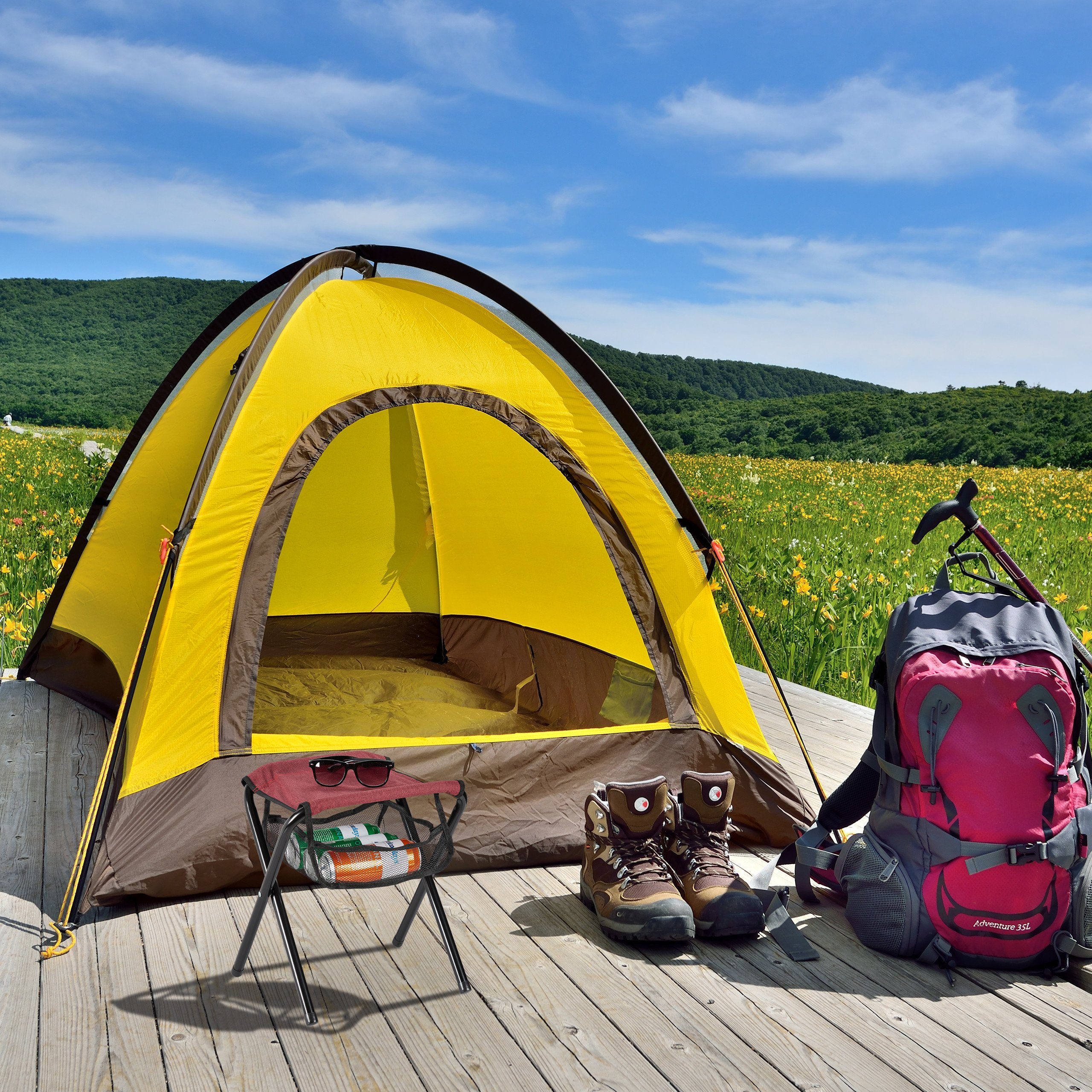 relaxdays Campinghocker Roter Klapphocker bis 120 günstig online kaufen