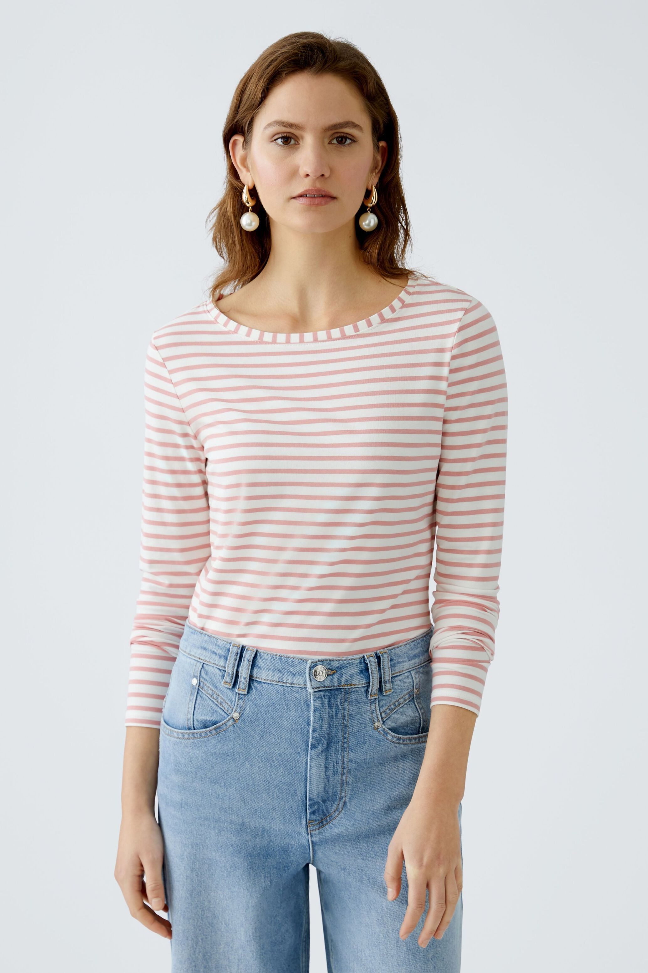 Oui Langarmshirt SUMIKO Langarmshirt elastische Cotton-Modalmischung günstig online kaufen