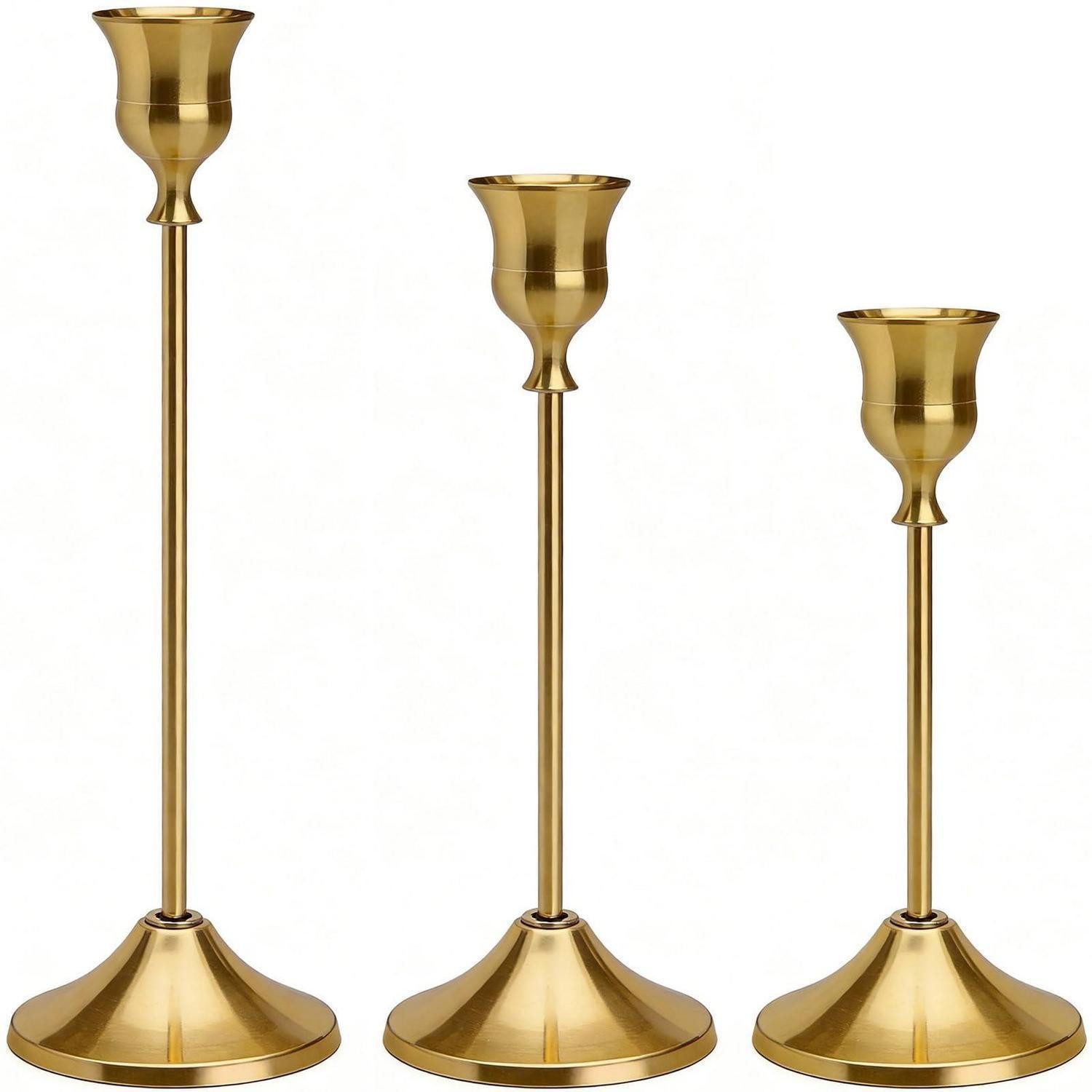 LuxusKollektion Kerzenständer Kerzenständer 3er Set Gold Bronze Metall (3 St)