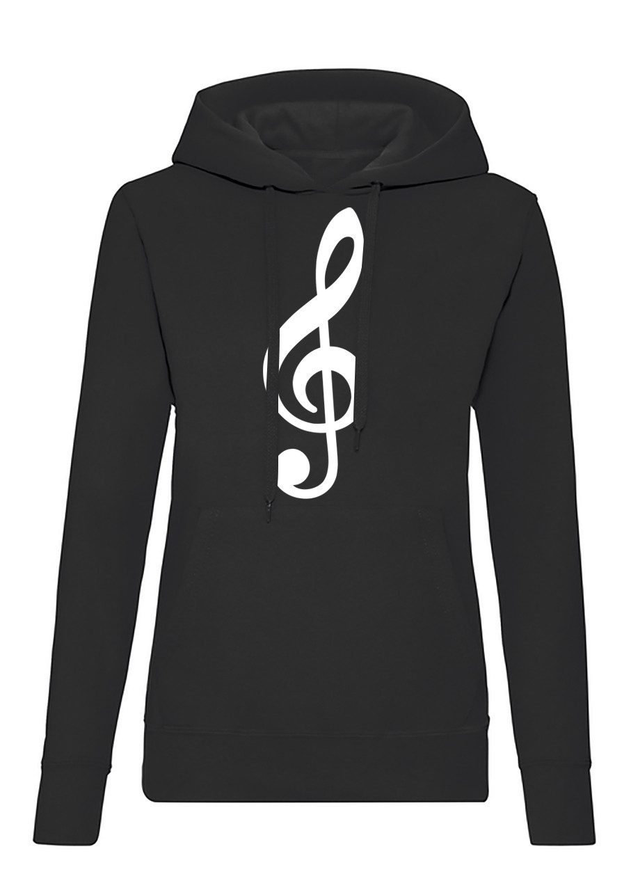 Blondie & Brownie Hoodie Damen Musik Notenschlüssel Hoodie Klassisches Symbol Streetwear Damen Hoodie Notenschlüssel Musik Motiv Baumwollmix Kapuze