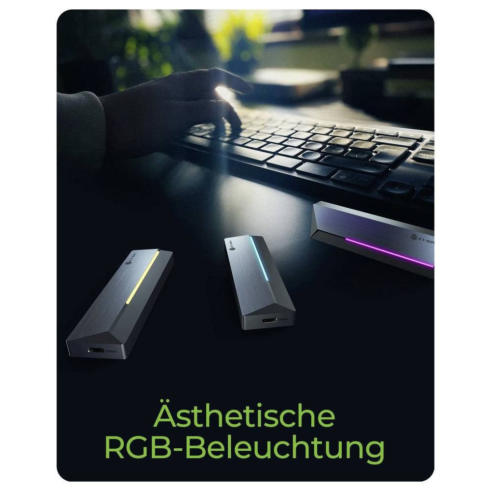 ICY BOX Festplatten-Gehäuse IB-1826MCL-CU31 M.2 SSD-Gehäuse USB-C® 10 GBit/s M.2 PCIe NVMe, M.2, UASP Unterstützung