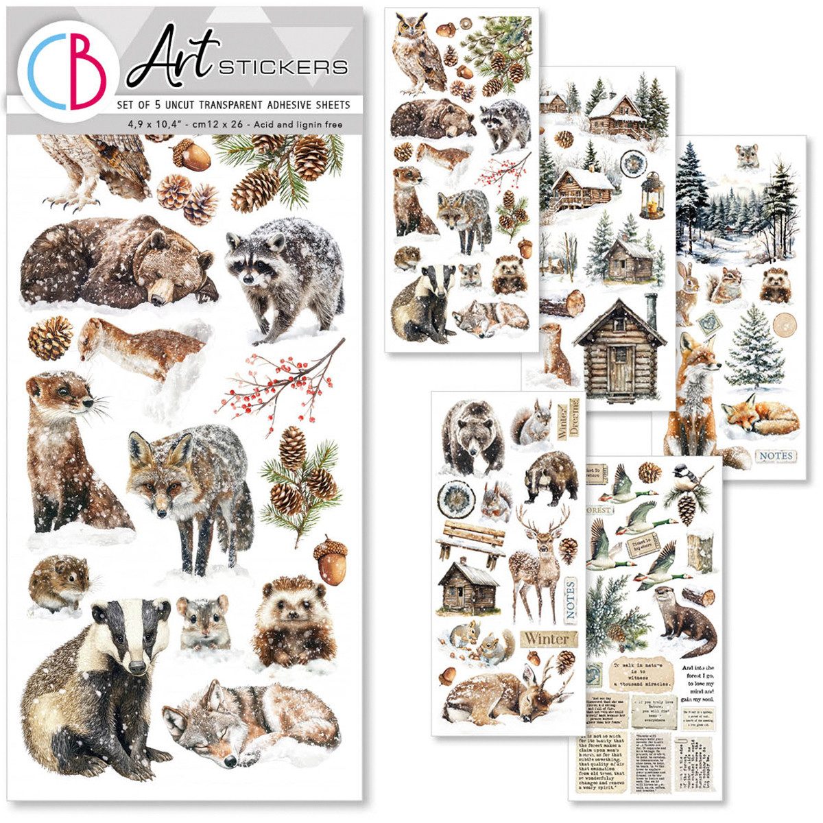 Ciao Bella Sticker Art Stickers Forest Tales, 12x26cm, 5 Blatt