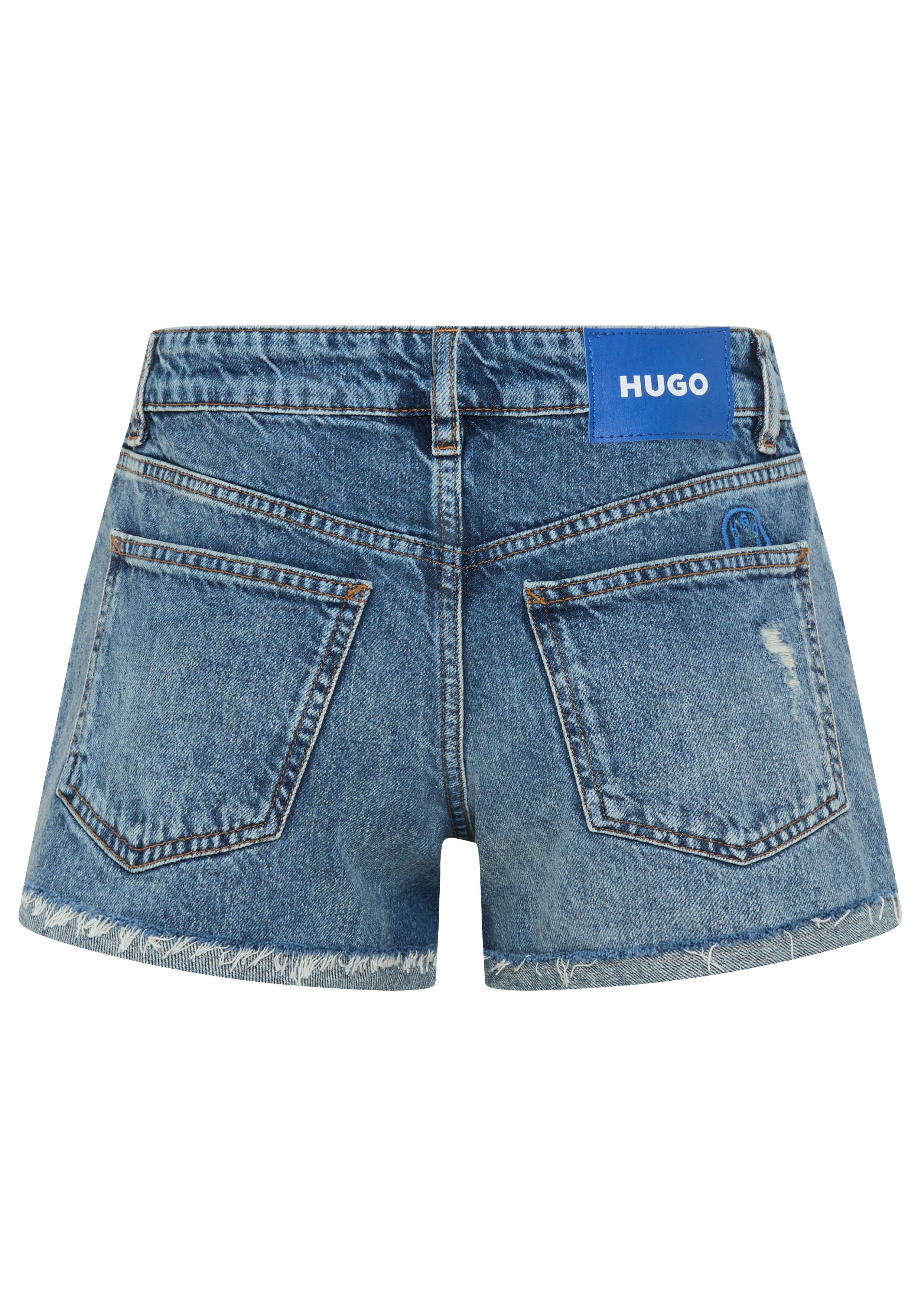 HUGO Jeansshorts Galimon Mid Rise, geschnittener Saum – Bild 5 von 5