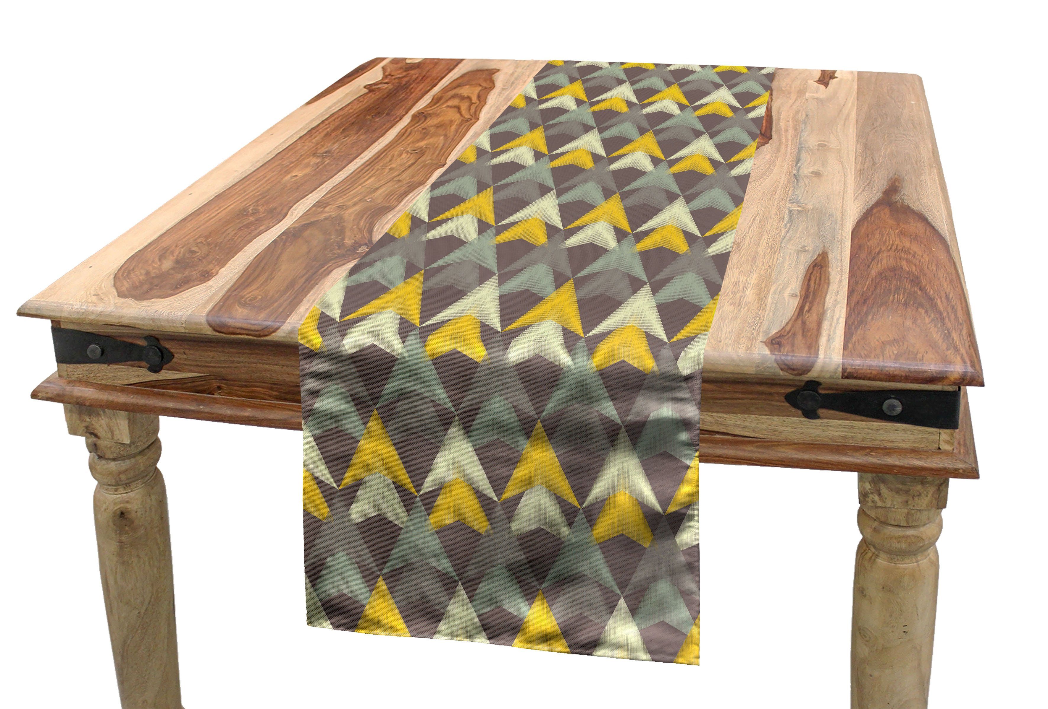 Abakuhaus Tischläufer Esszimmer Küche Rechteckiger Scribble Triangle Abstrakt Tischläufer, Boho Dekorativer