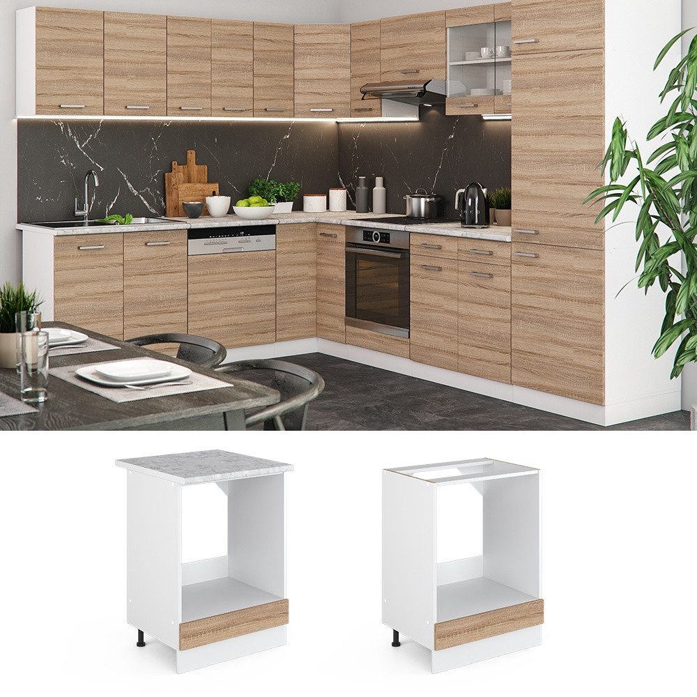 Vicco Herdumbauschrank R-Line, Sonoma/Weiß, 60 cm ohne Arbeitsplatte (1-St)