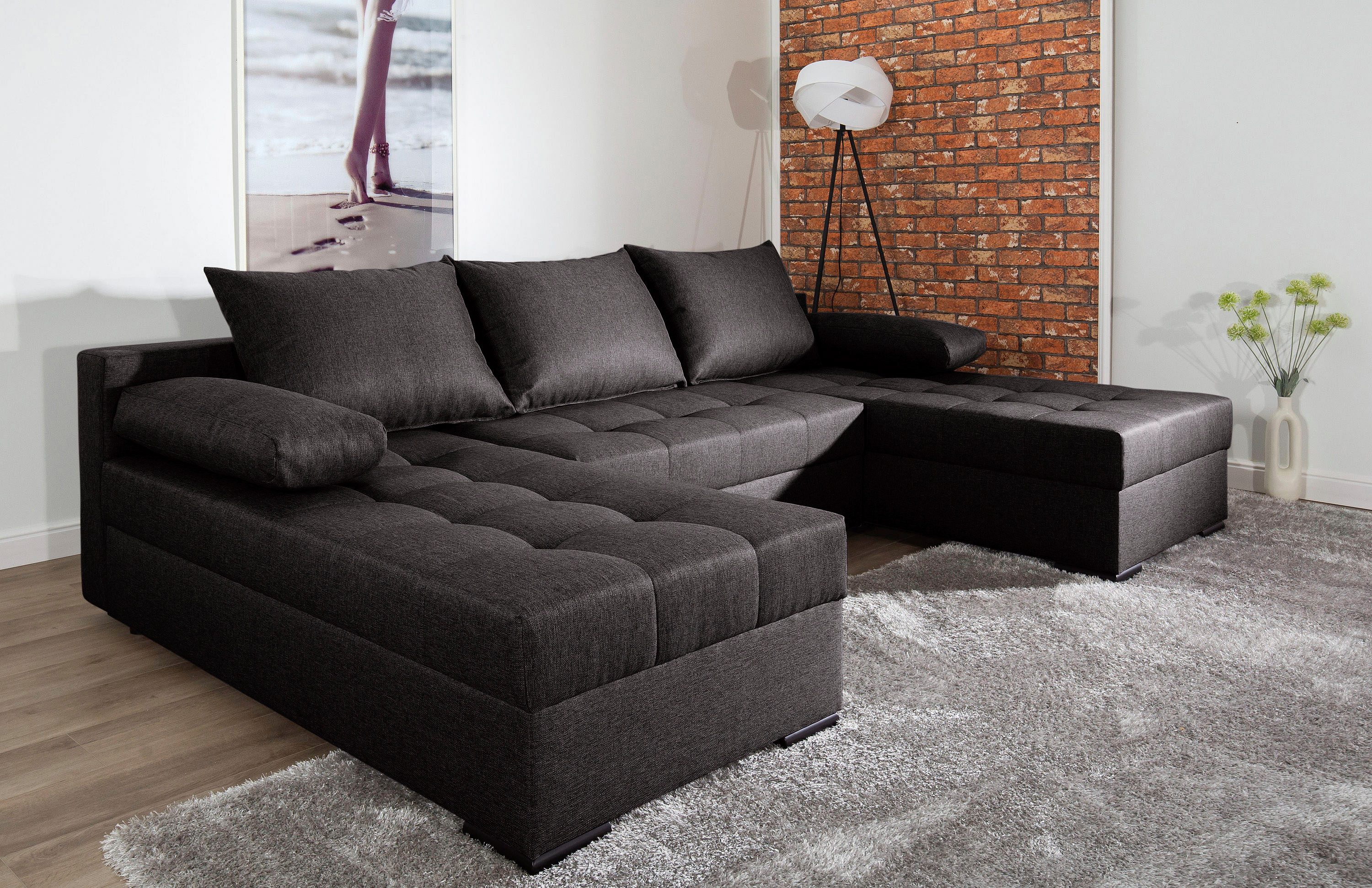 COLLECTION AB Wohnlandschaft Josy U-Form, B: 269 cm, Schlaffunktion & Bettkasten, Federkern
