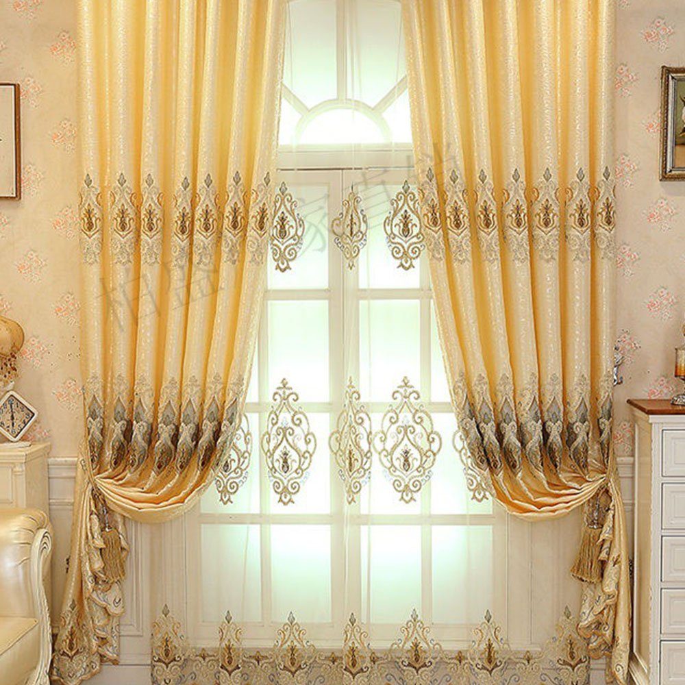Gardine Vorhänge goldene Luxuxjacquard für FELIXLEO 1.5*2.7m, Wohnzimmer Schlafzimmer