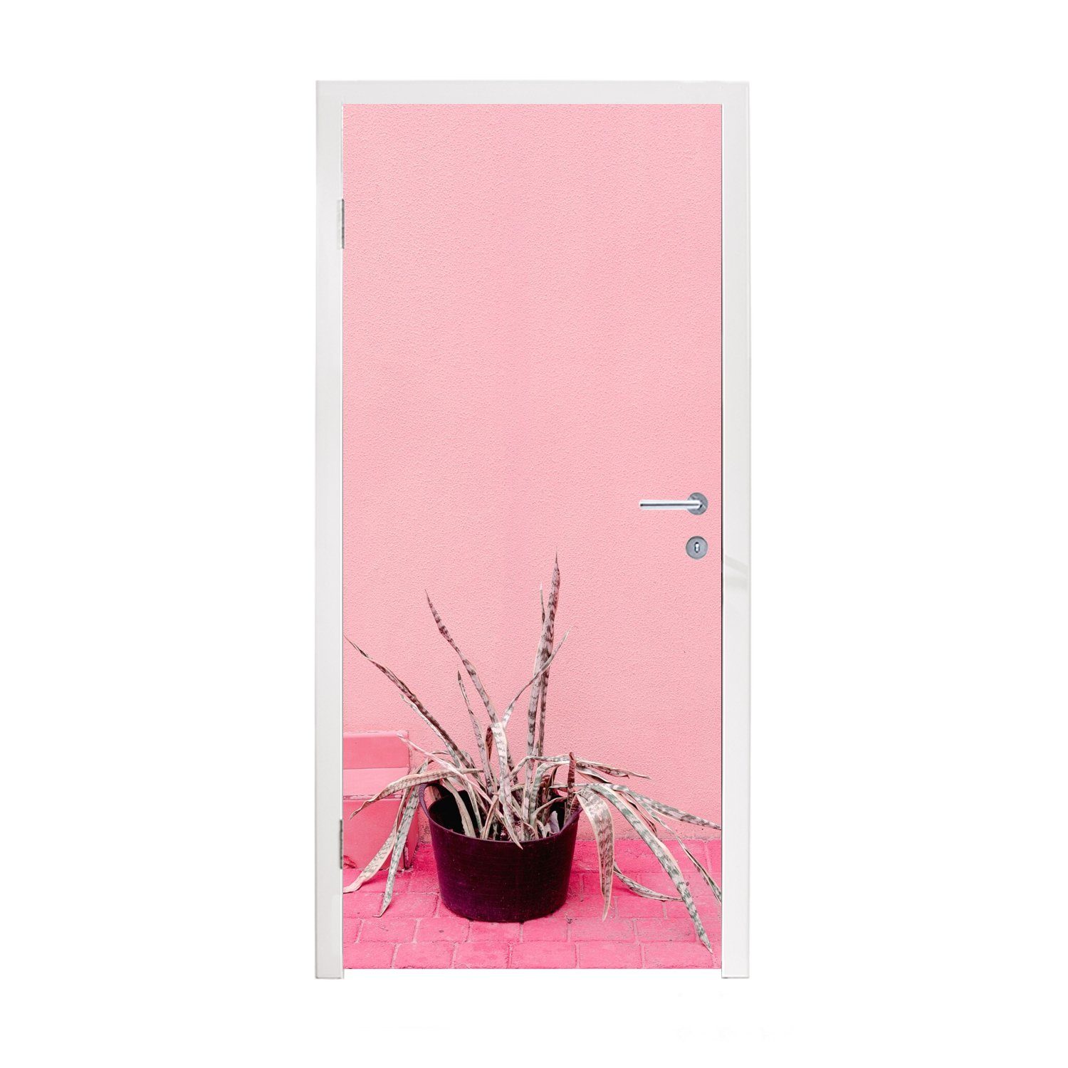 MuchoWow Türtapete Sommer - Rosa - Pflanzen, Matt, bedruckt, (1 St), Fototapete für Tür, Türaufkleber, 75x205 cm