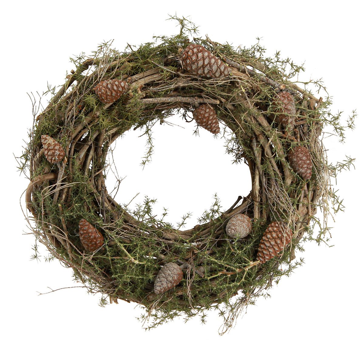 Bastelkranz Natur Deko Kranz mit Zweigen und Zedernzapfen Holzkranz Türkranz