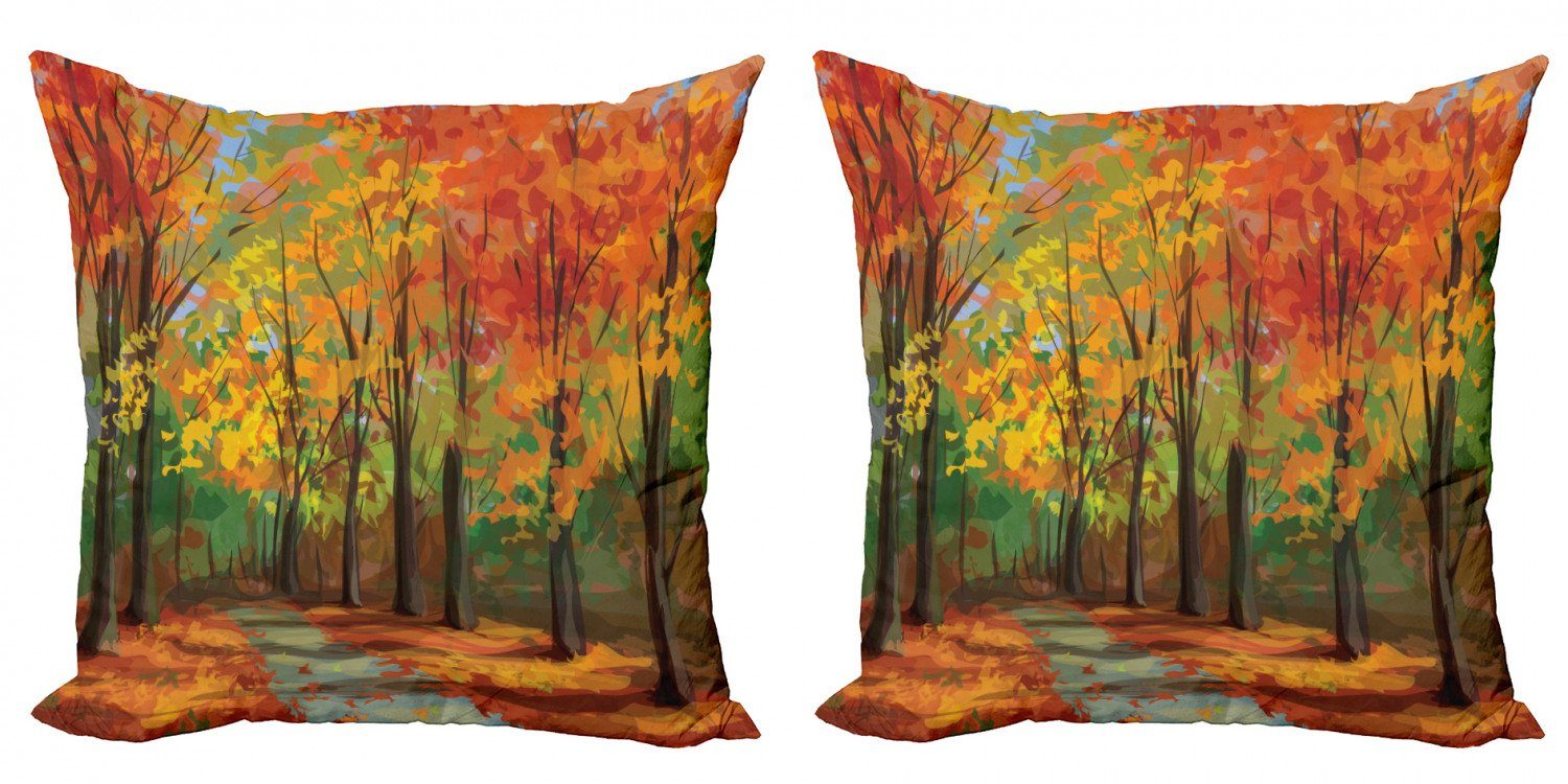 Kissenbezüge Modern Accent Doppelseitiger Digitaldruck, Abakuhaus (2 Stück), Rustikal North Woods mit Blättern