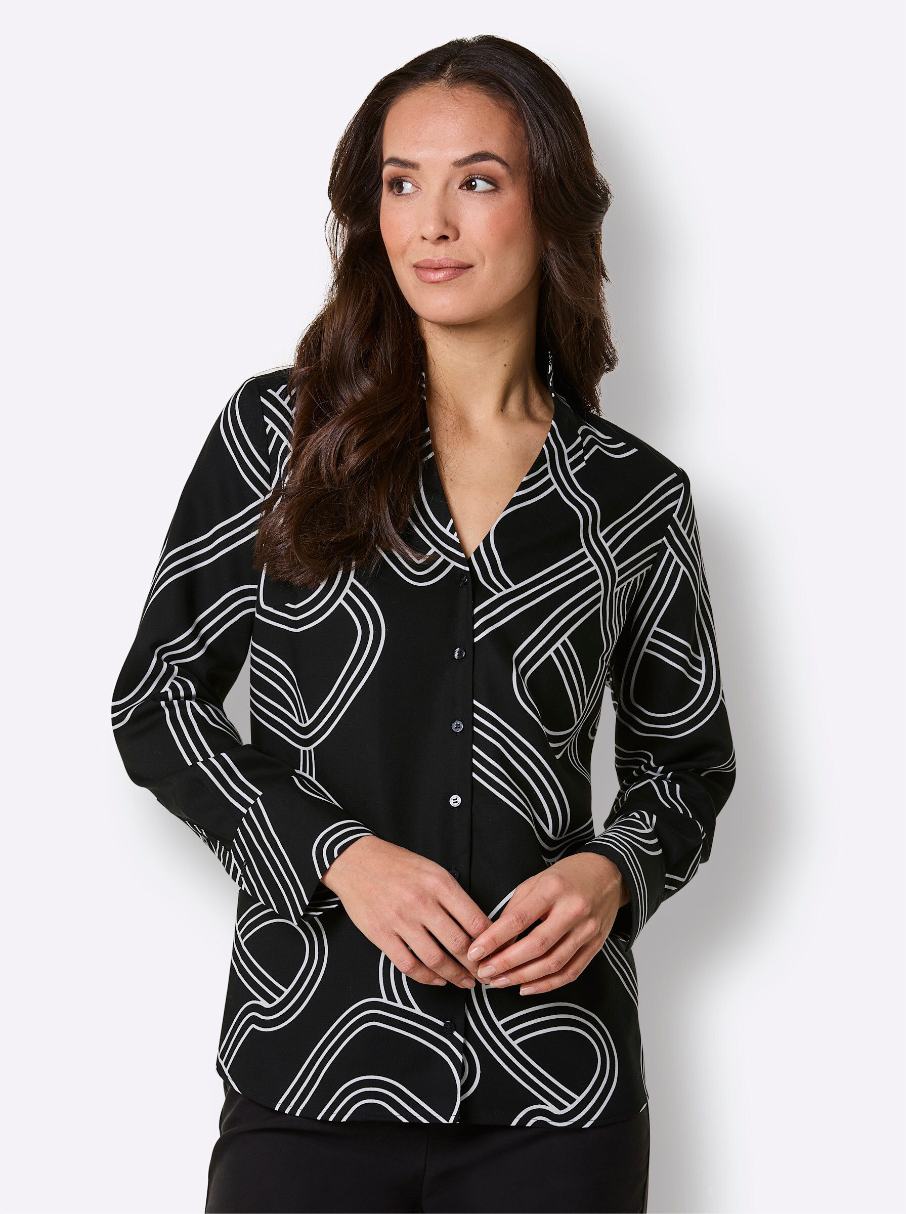 creation L Klassische Bluse Lyocell-Bluse Langarm