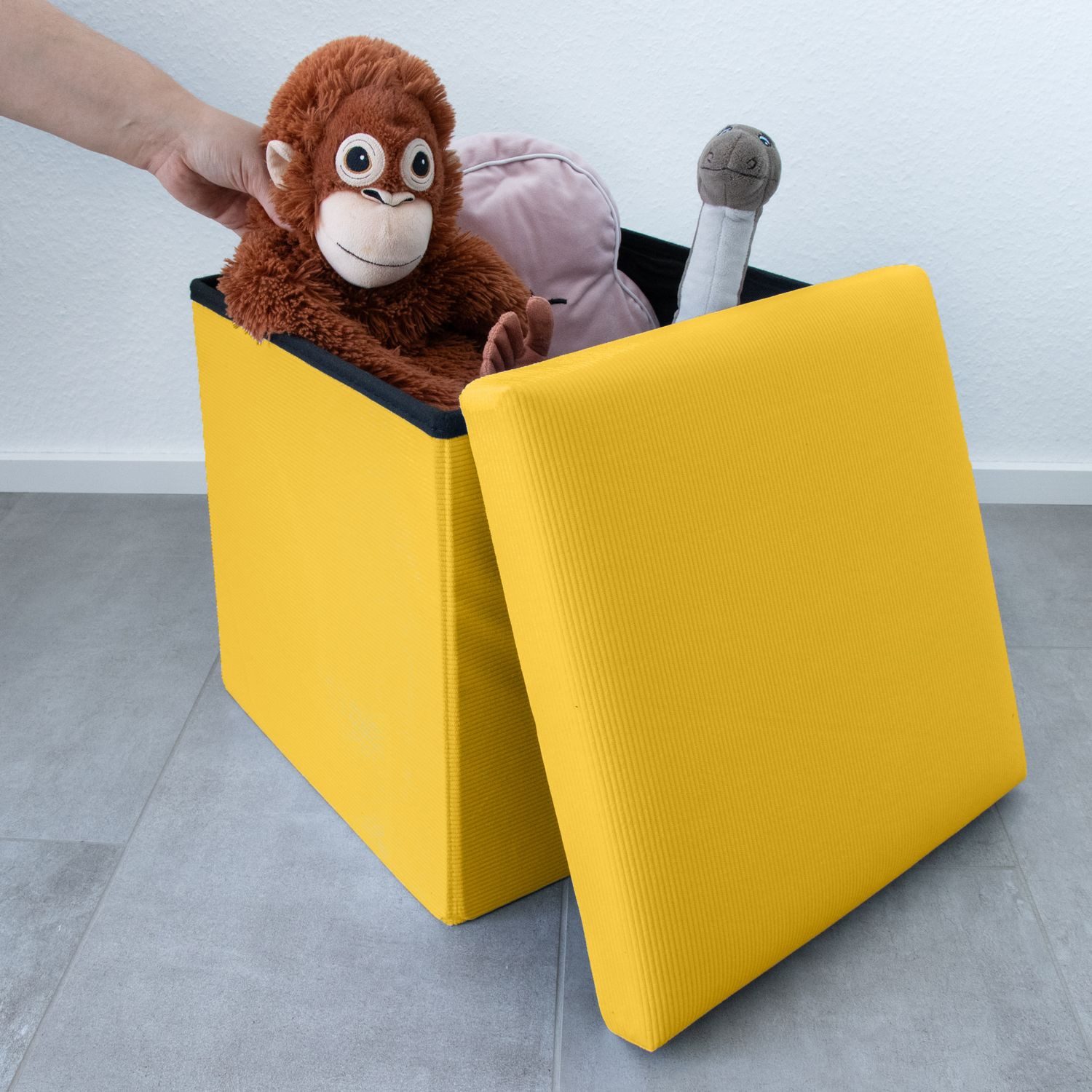 Intirilife Sitzhocker (1 St), Faltbarer Sitzhocker Sitzwürfel 38 x 38 x 38 cm mit Stauraum Deckel