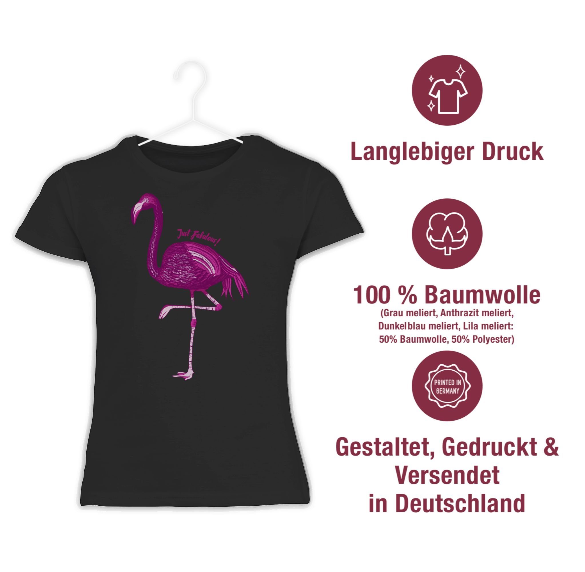 Shirtracer T-Shirt Flamingo - Just Fabulous 3 Tiermotiv Print Animal Schwarz