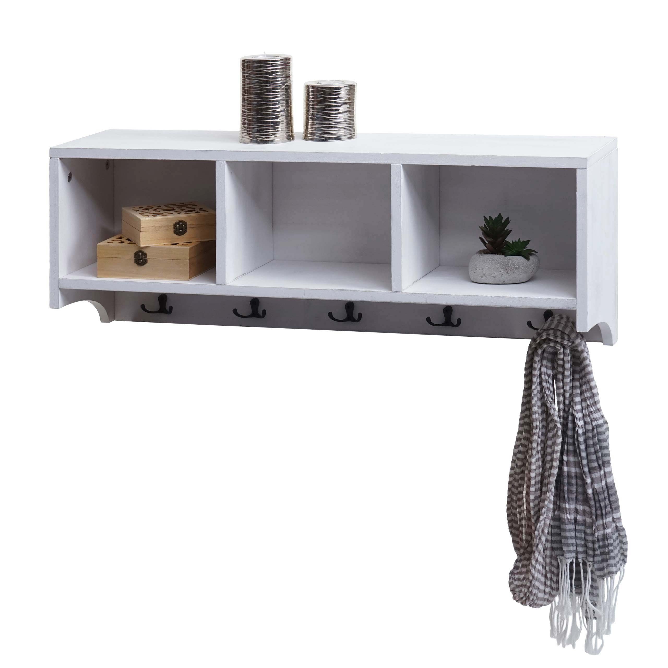 MCW Wandregal MCW-K49, 5 Doppelhaken, 3 Staufächer