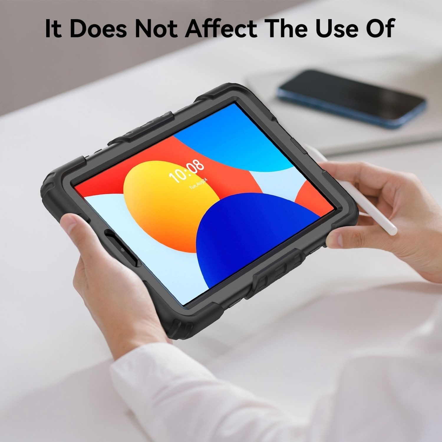 Wigento Tablet-Hülle Für Xiaomi Redmi Pad SE 8.7 360 Grad Rotation Hybrid PC Hülle Schwarz, Drehhalterung, Schulterriemen, Rundumschutz