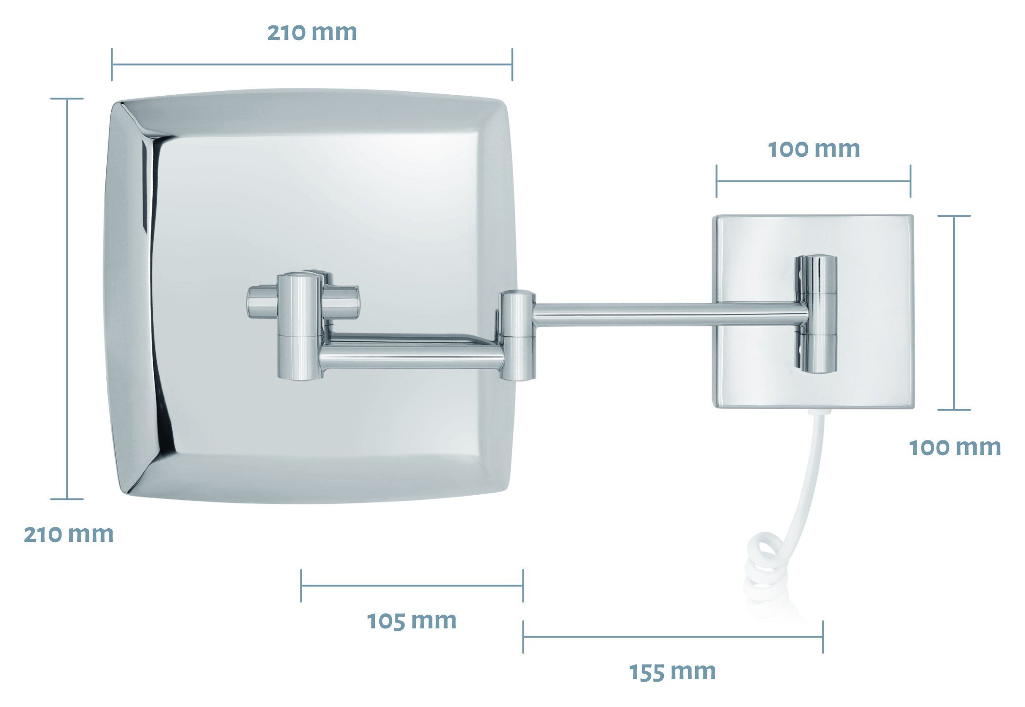 LED 5fach weißes Kosmetikspiegel Vergrößerungsspiegel Kabel Kosmetikspiegel Verona, Sensor Libaro