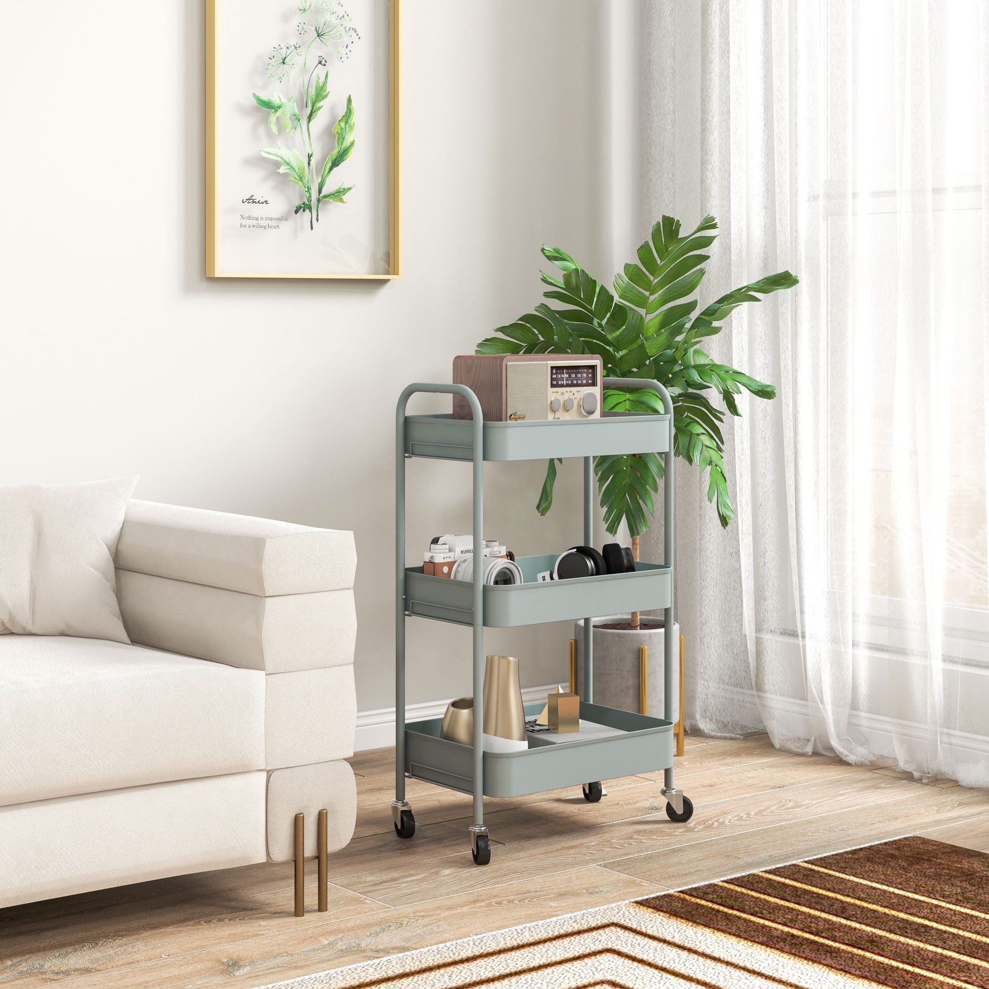 HOMCOM Servierwagen Rollwagen mit 3 Etagen, (Beistellwagen, 1 St., Aufbewah günstig online kaufen