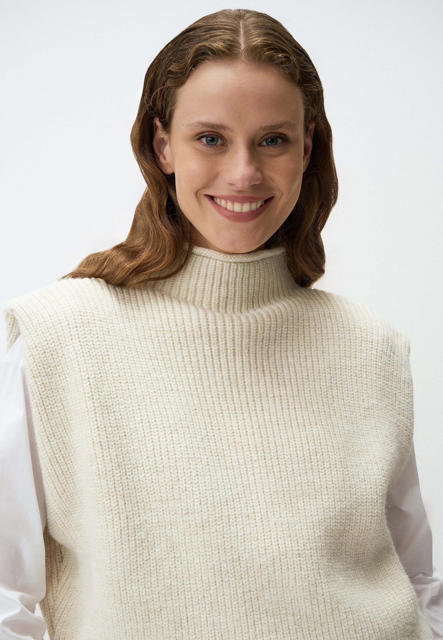 Strickpullover Rollkragen Ärmellos Kurzer Pullover