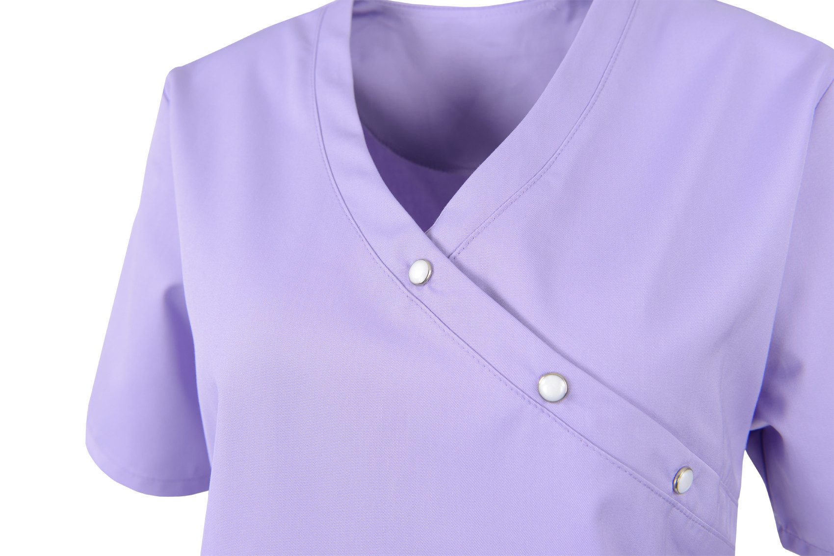 BEB Schlupfbluse beb MEDIZIN/PFLEGE Damen KASACK Kurz V-Neck Baumwollmix Flieder – Bild 4 von 5