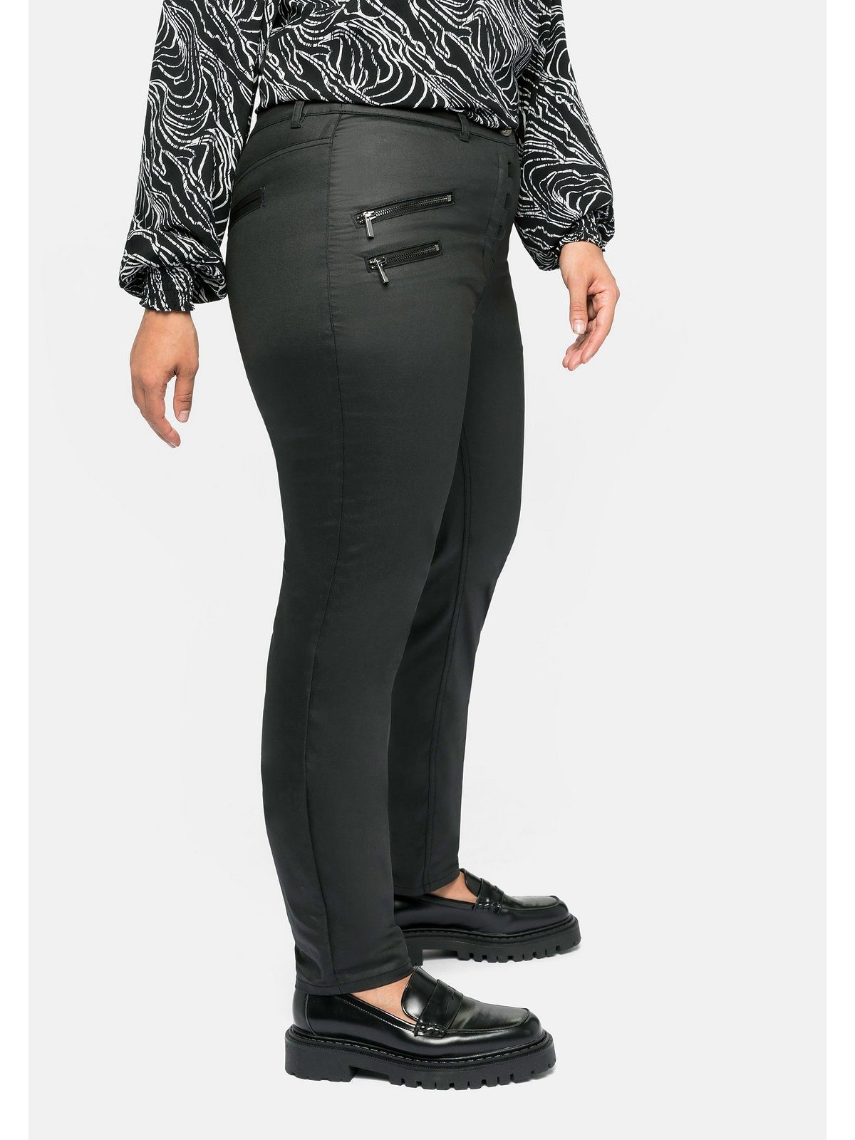 Damen Hosen Sheego Stretch-Hose Hose mit Zippern