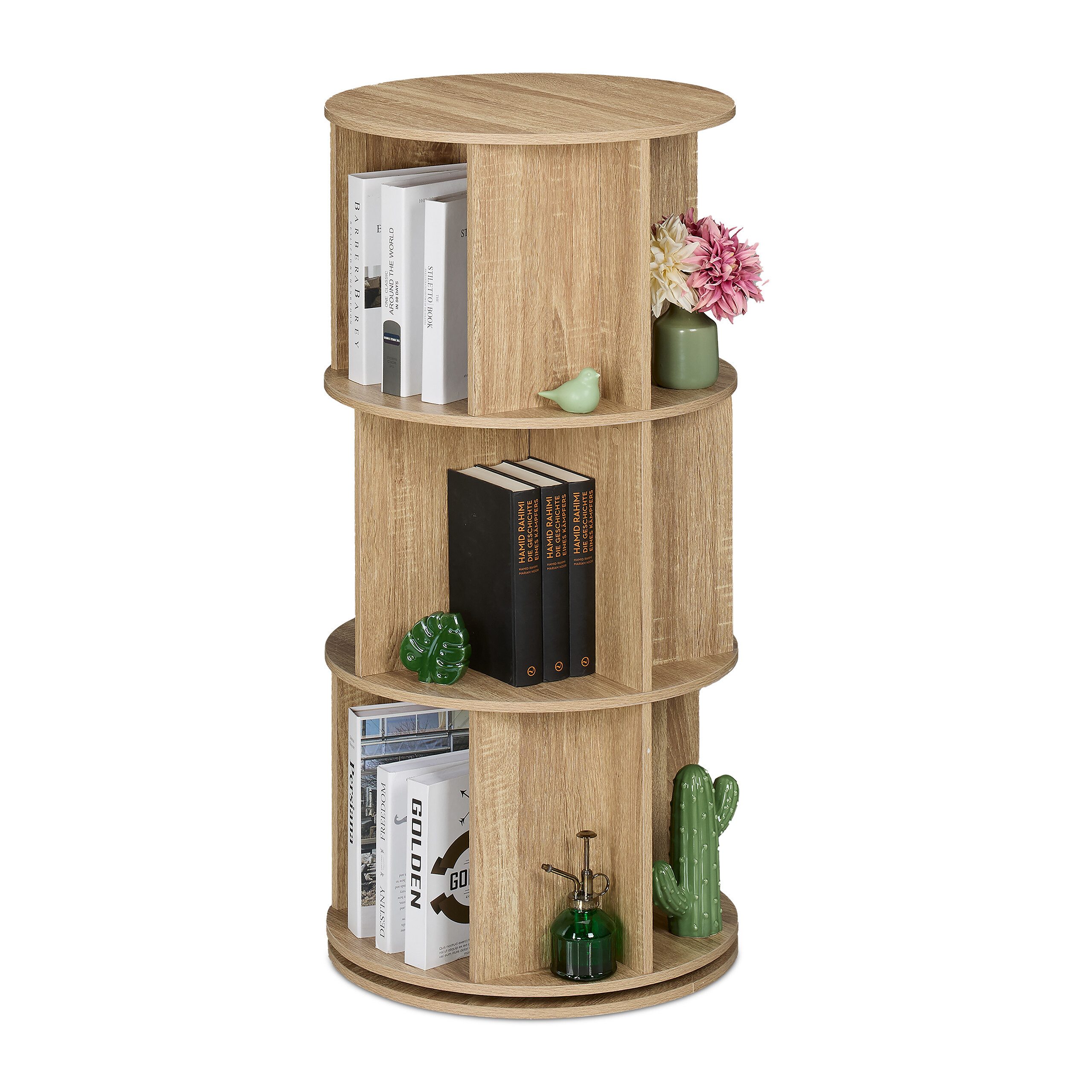 relaxdays Bücherregal Drehbares Bücherregal, 3