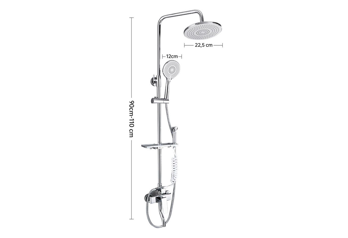 Thumbnail - DAKYAM Duschsystem Duschset Duschsystem Brausegarnitur Überkopfbrauseset, 3 Strahlart(en), mit großer Regendusche, Handb...