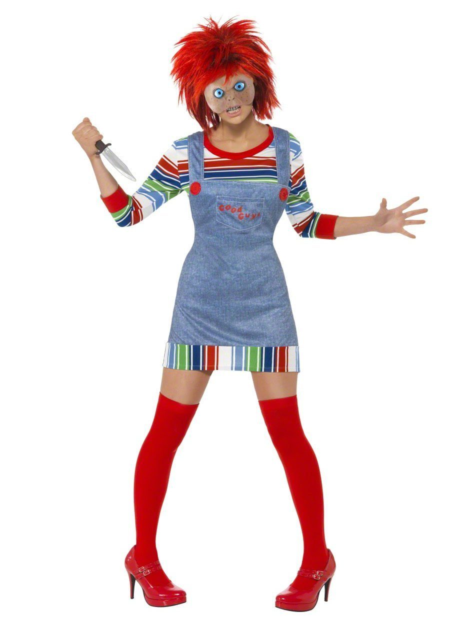Smiffys Kostüm Miss Chucky die Mörderpuppe Halloween Kostüm, Lizenziertes  Originalkostüm zum Film 'Chucky 2 – Die Mörderpuppe ist wieder da'