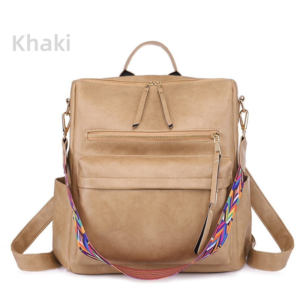 Business Jungen Khaki 33x36x15 (Kunstleder WISHDOR Rucksack rucksack Laptop Vintage), Teenager Laptoprucksack Schultertasche, Notebook Schule Damen Rucksack, Reiserucksack Schulrucksack Herren Arbeit Tasche, Reisen cm, für Freizeit